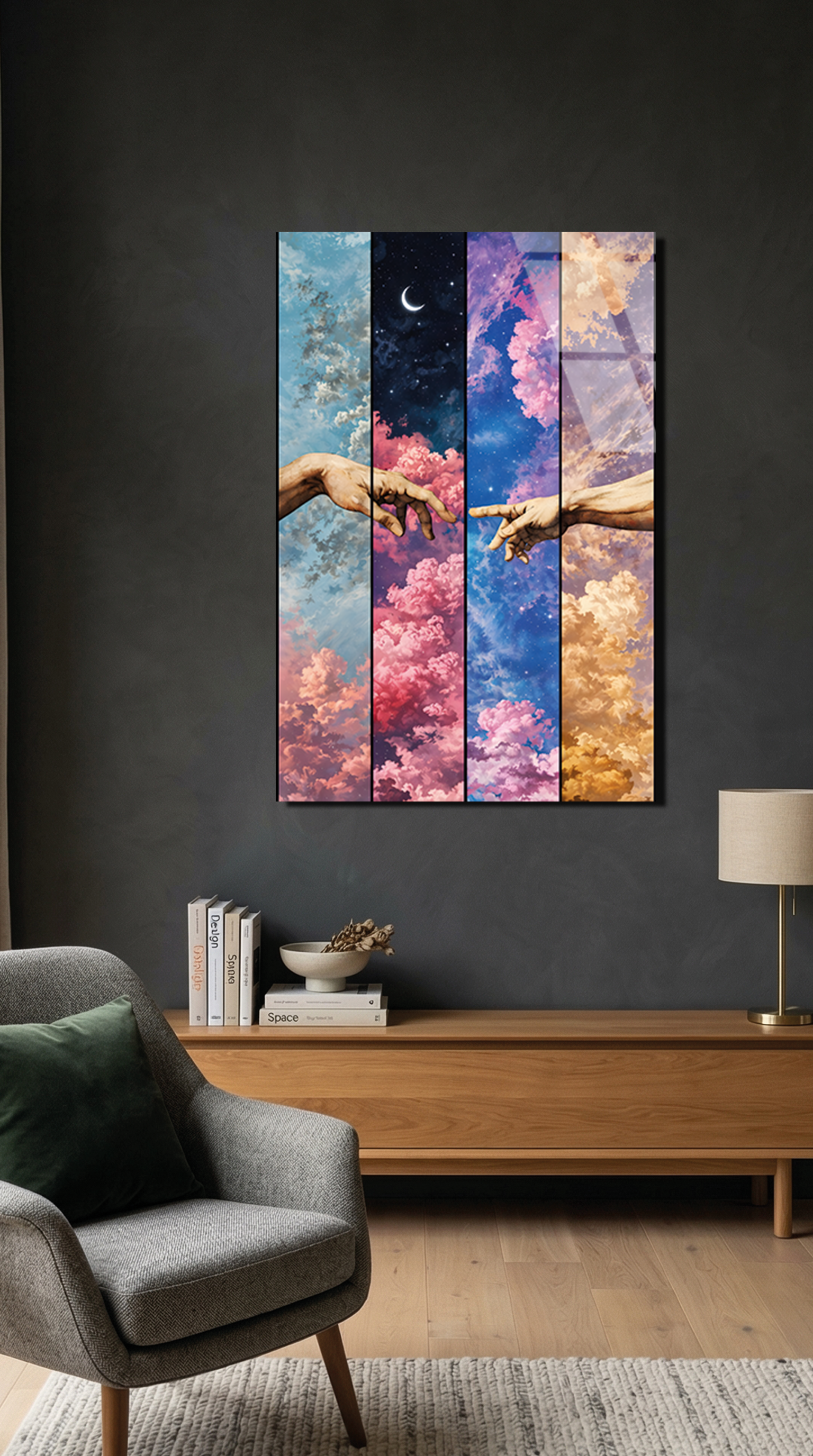 Adem'in Yaratılışı Modern Cam Tablo | Vitraum