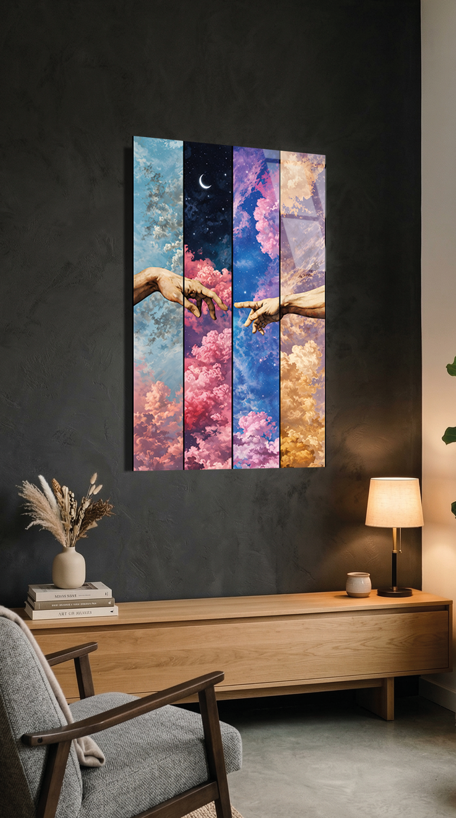 Adem'in Yaratılışı Modern Cam Tablo | Vitraum
