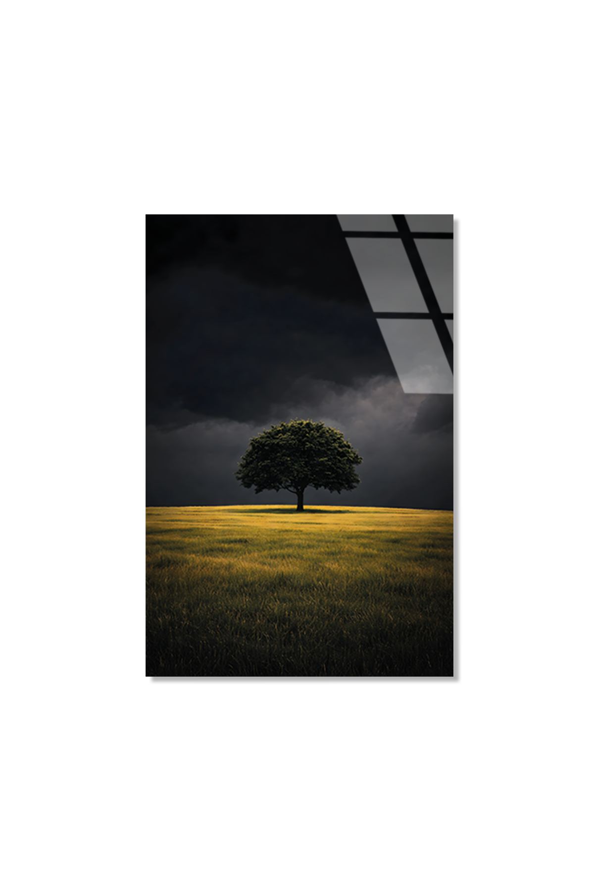 Minimalist Tek Ağaç Cam Tablo | Vitraum