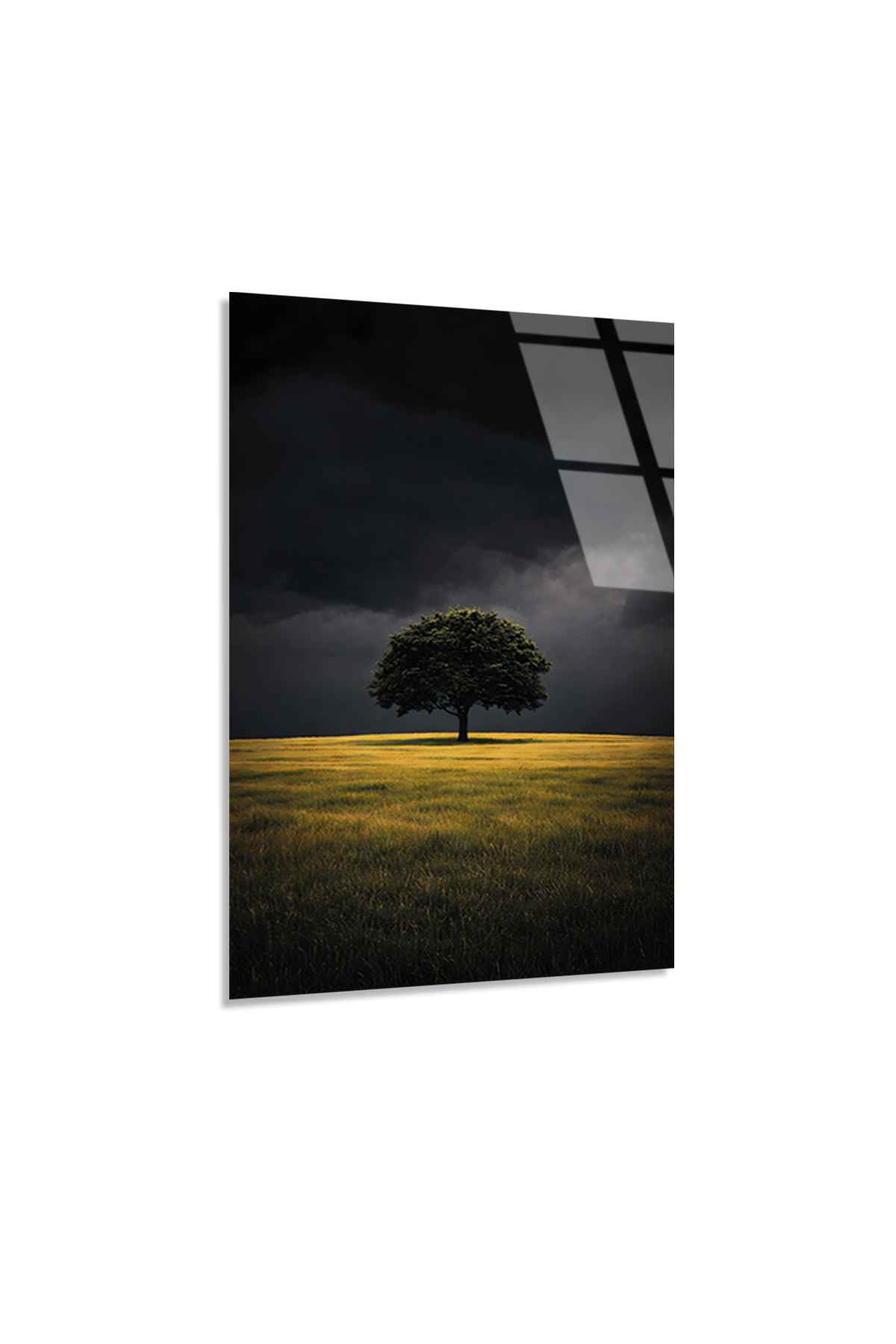 Minimalist Tek Ağaç Cam Tablo | Vitraum