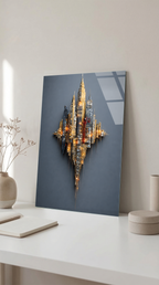 Premium Skyline Şehir Silüeti Cam Tablo | Vitraum