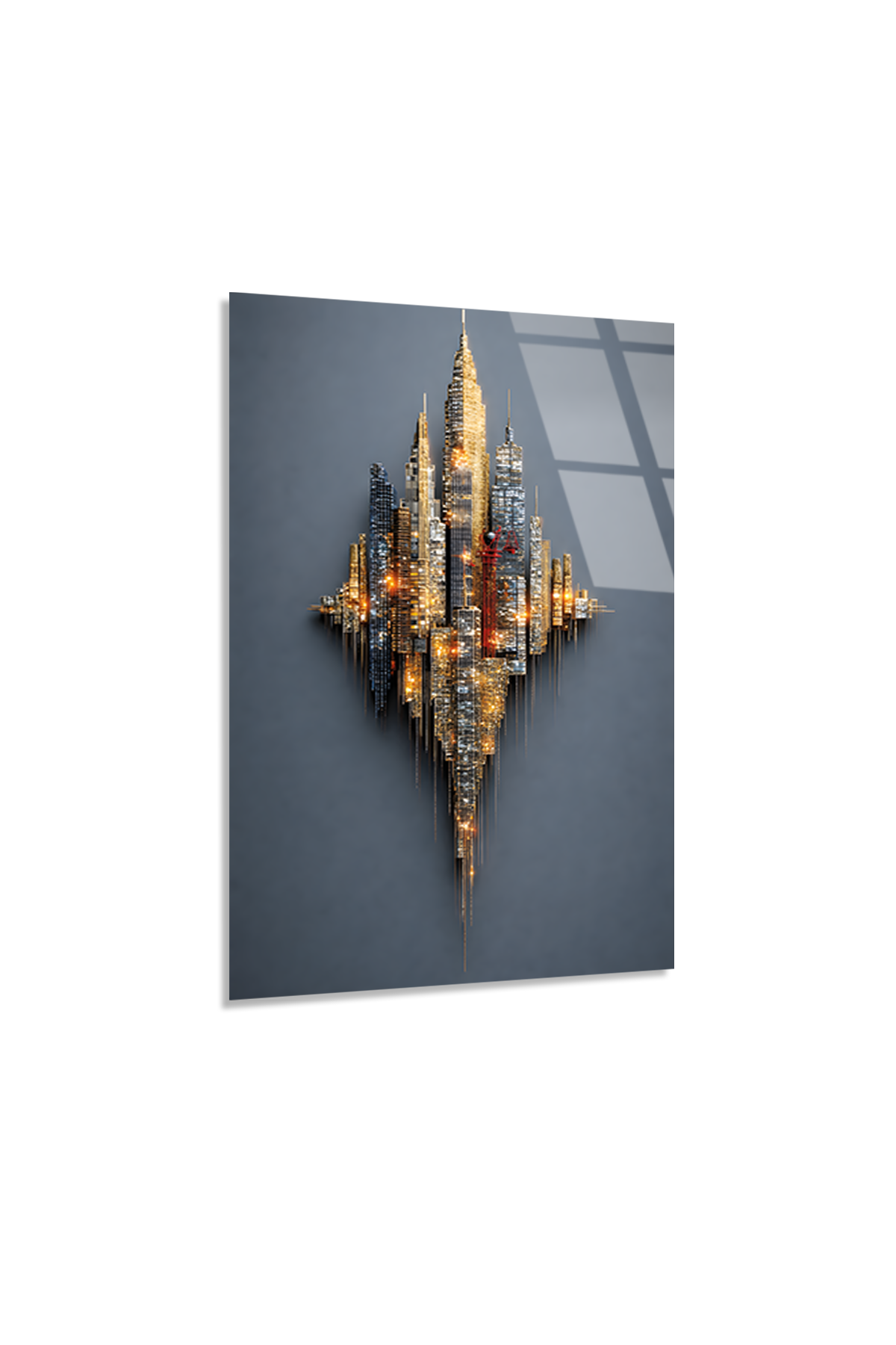 Premium Skyline Şehir Silüeti Cam Tablo | Vitraum