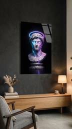 Neonlu Antik Heykel Cam Tablo | Vitraum