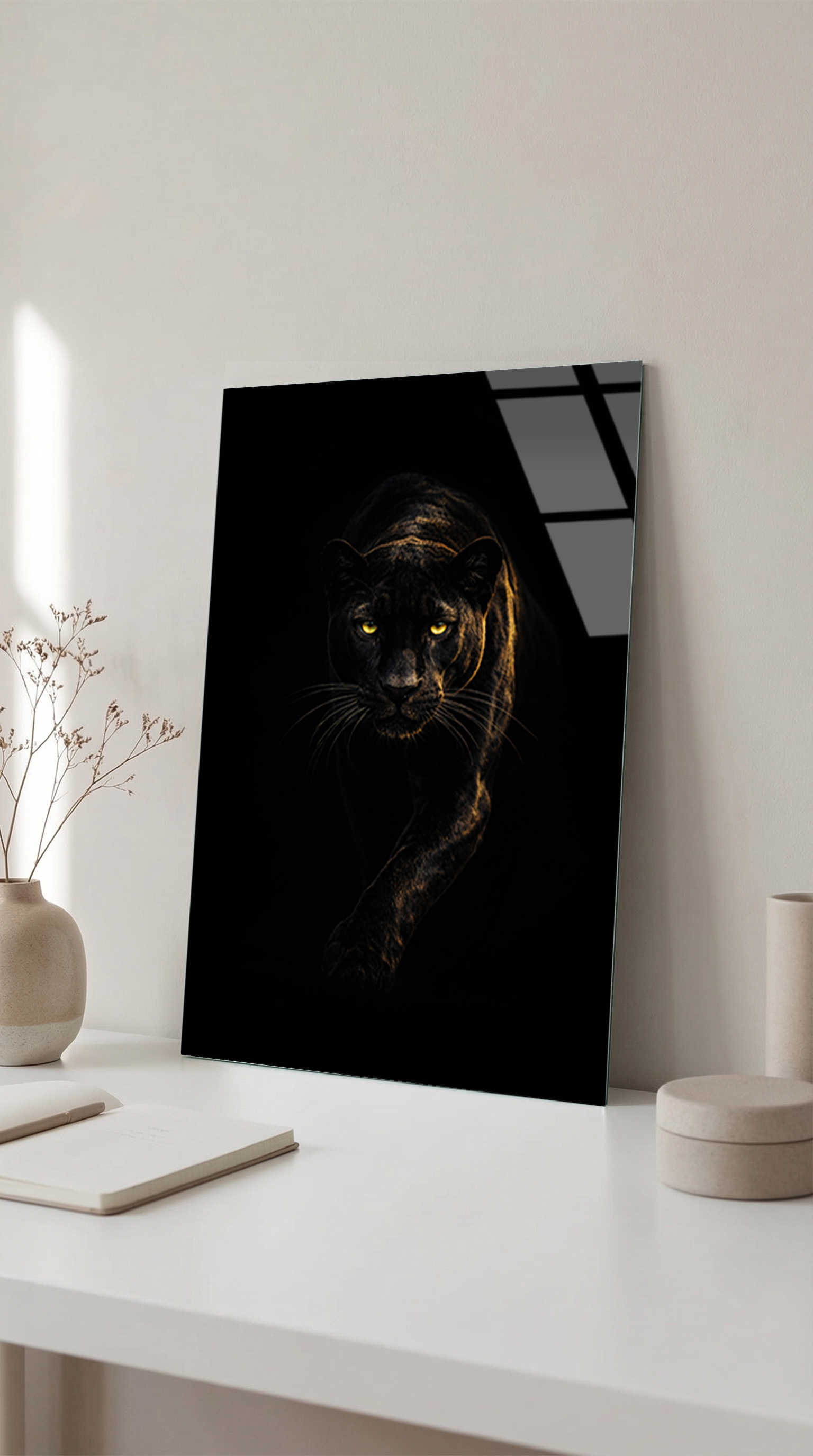 Siyah Panter Cam Tablo | Vitraum