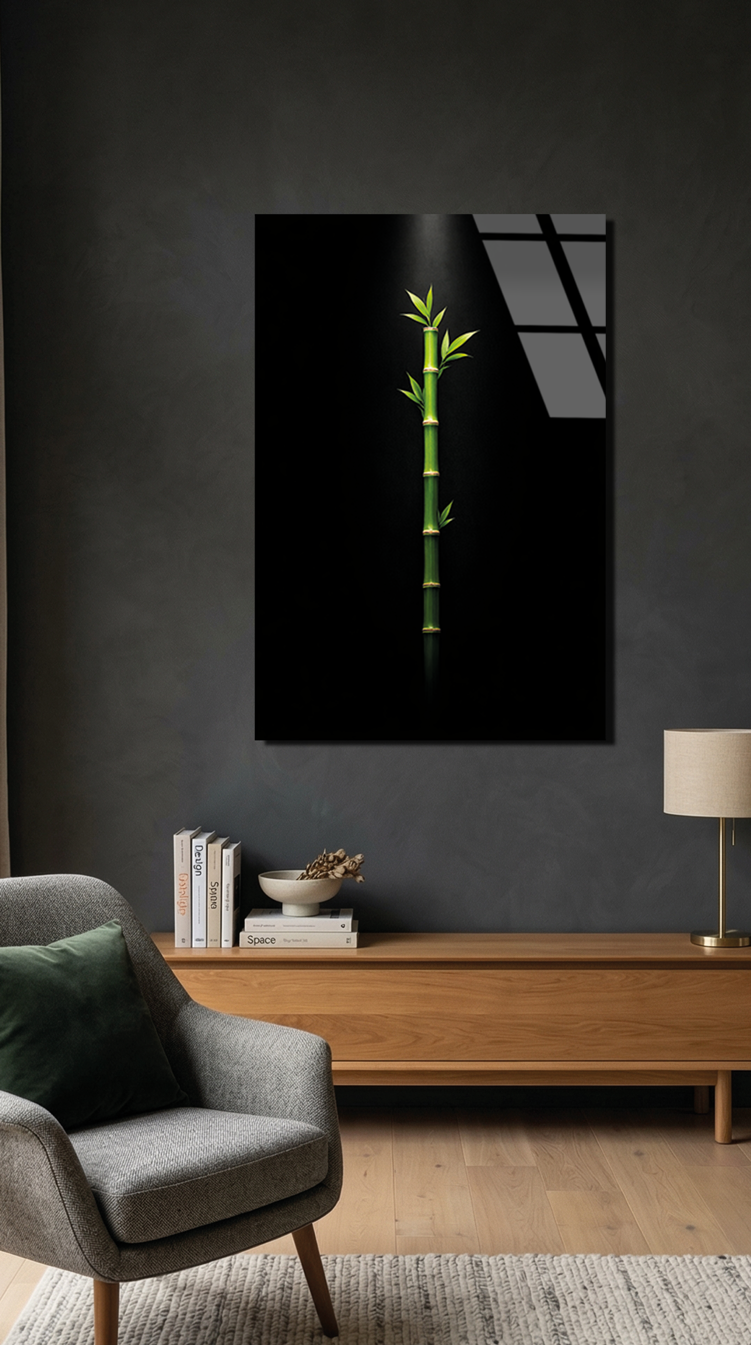 Işığa Uzanan Bambu Cam Tablo | Vitraum