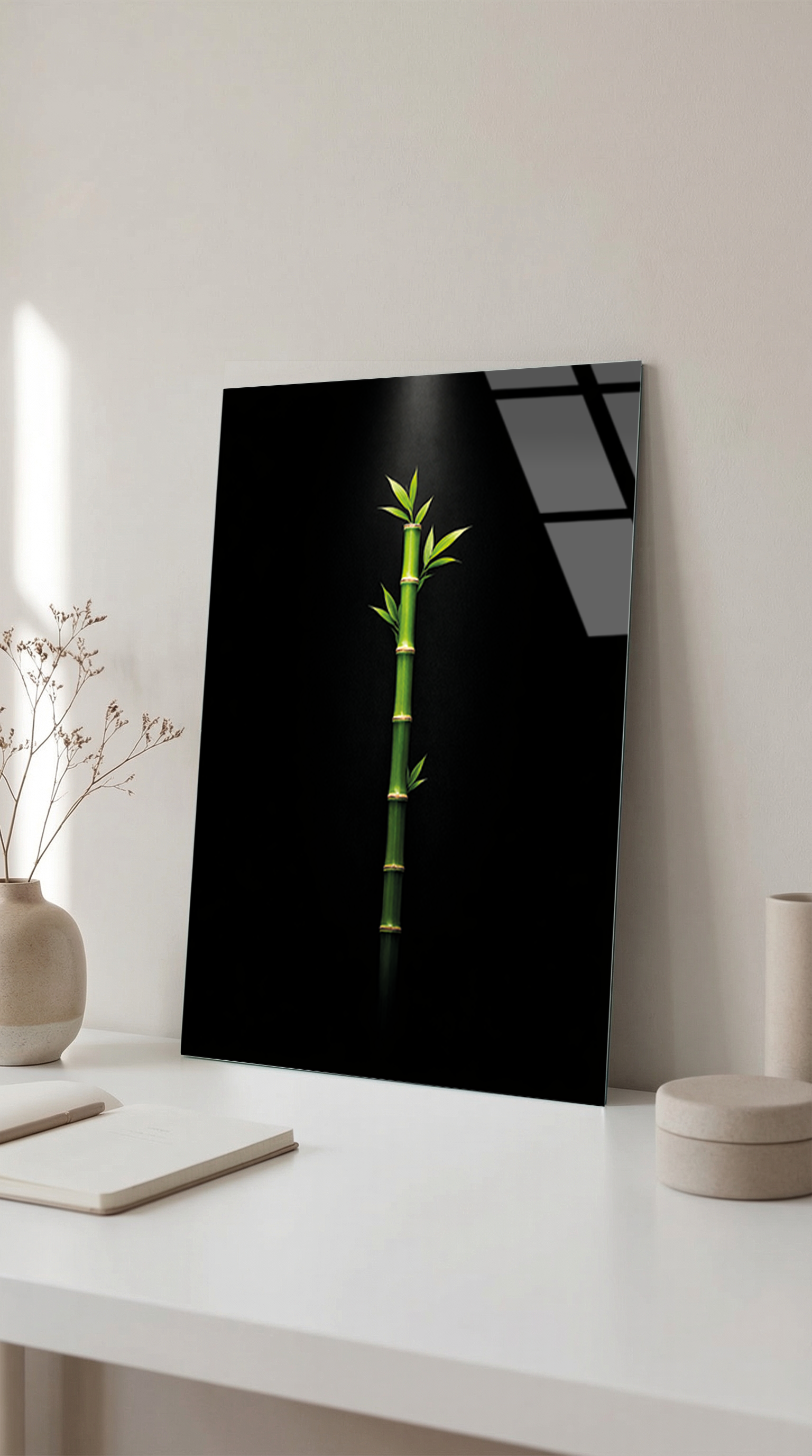 Işığa Uzanan Bambu Cam Tablo | Vitraum