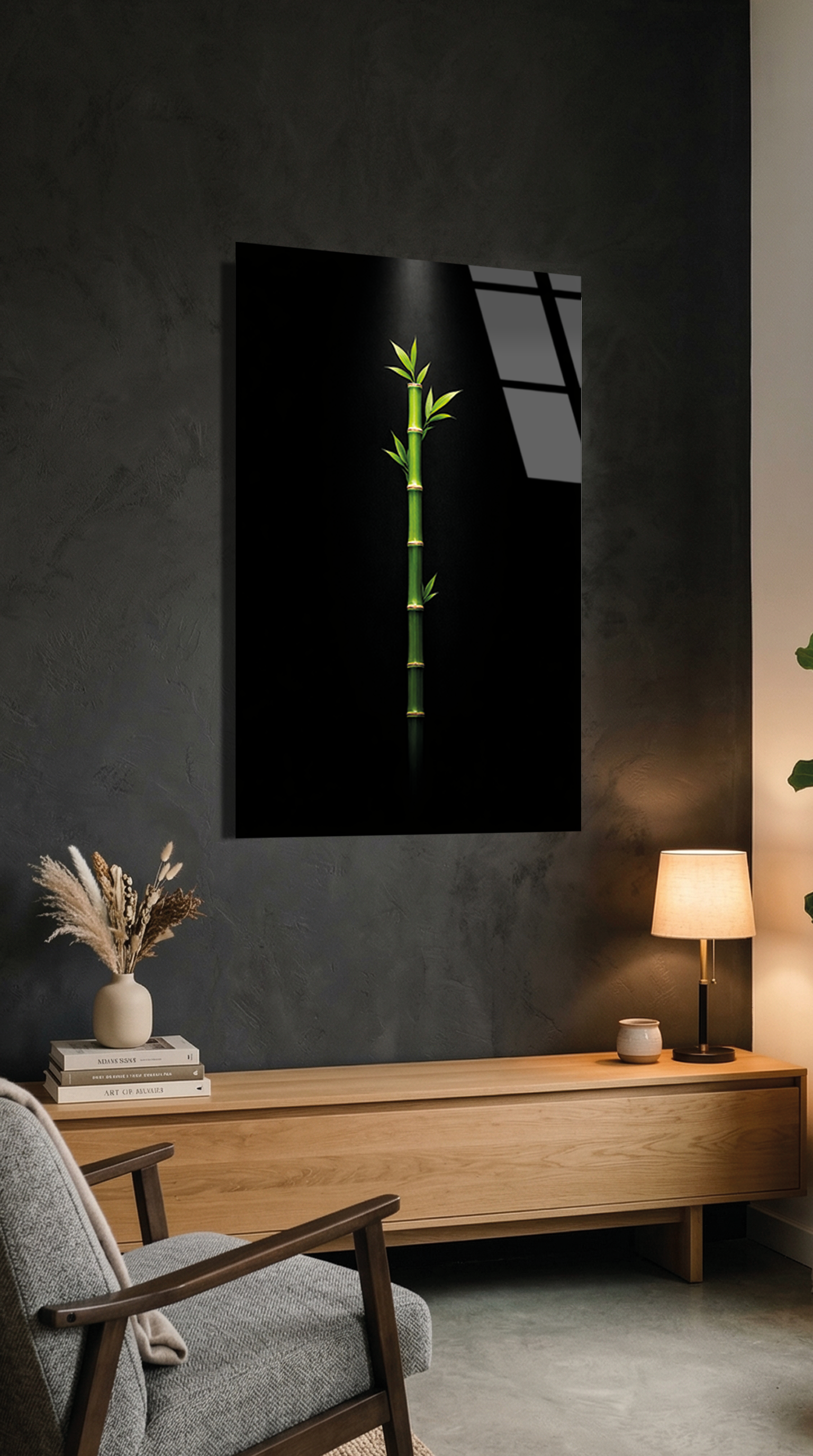 Işığa Uzanan Bambu Cam Tablo | Vitraum