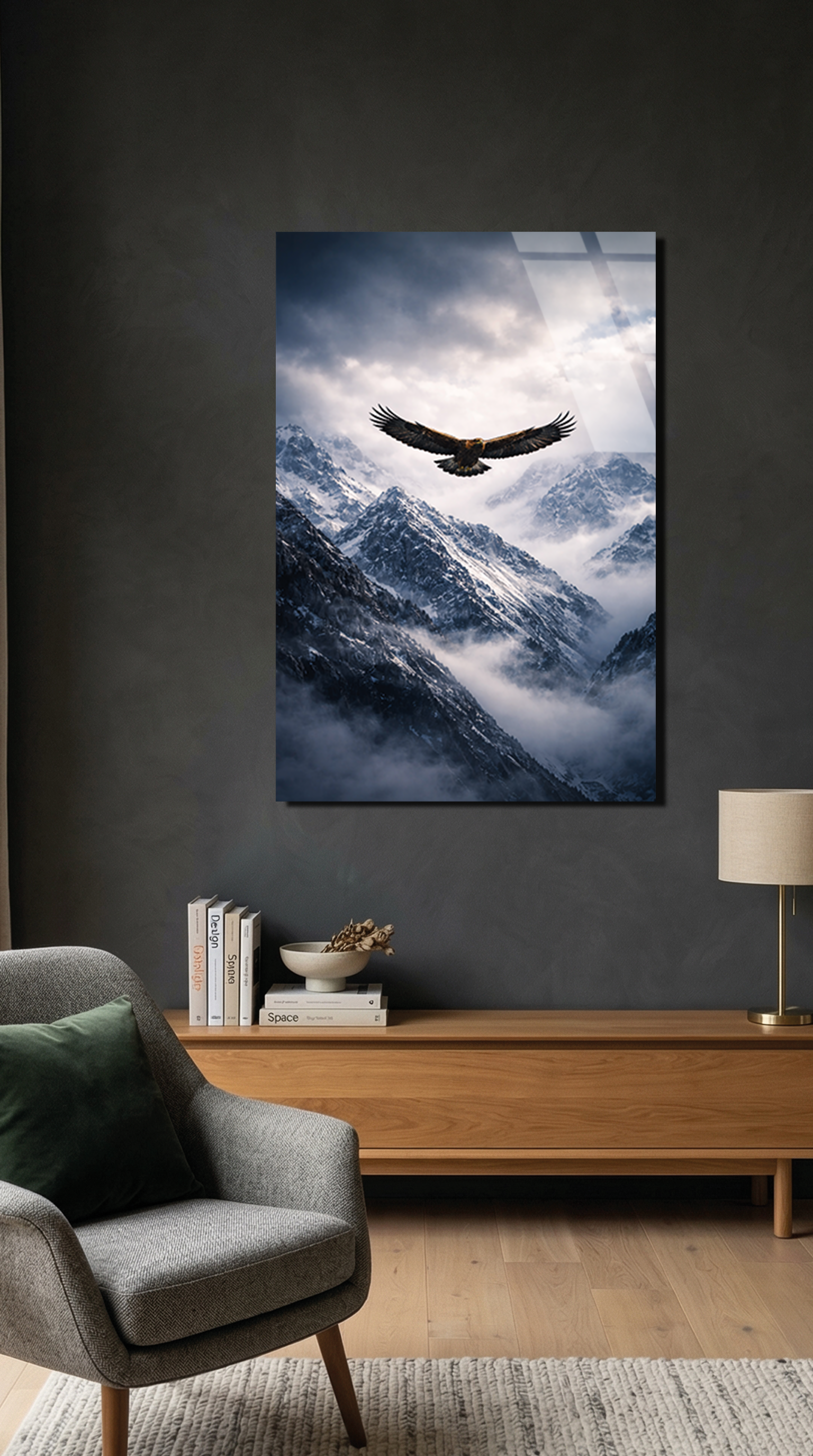 Kartal ve Dağlar Cam Tablo | Vitraum