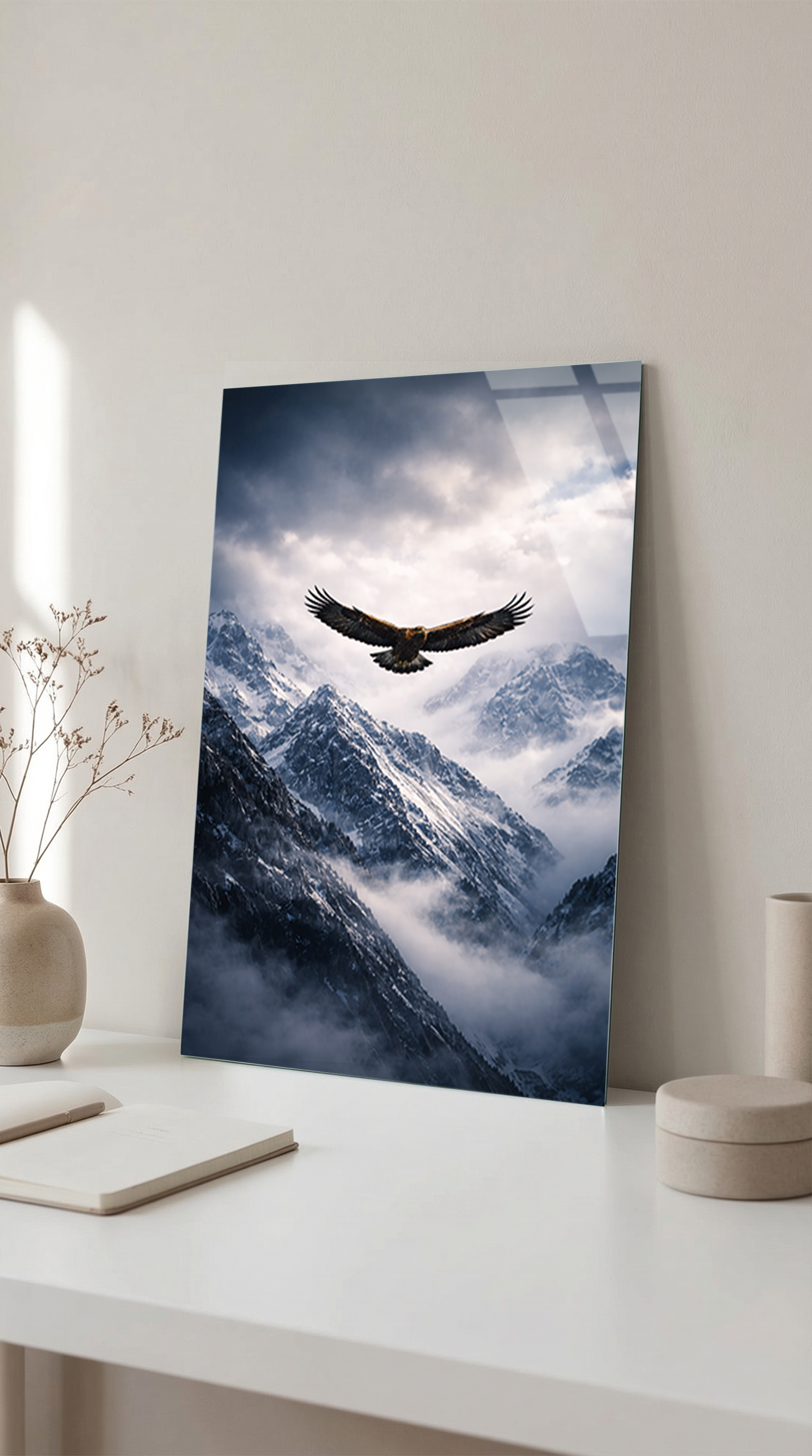 Kartal ve Dağlar Cam Tablo | Vitraum