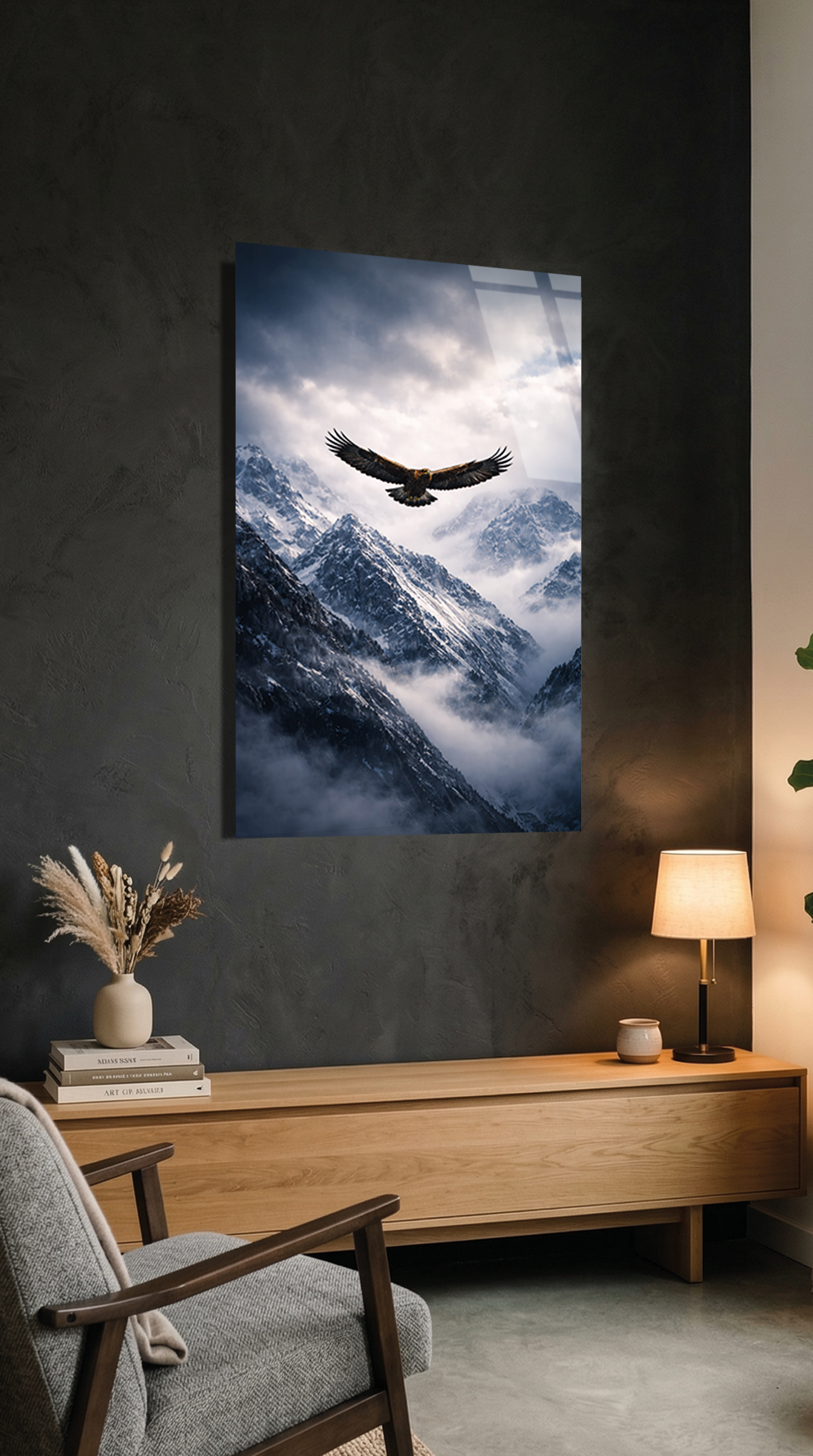 Kartal ve Dağlar Cam Tablo | Vitraum