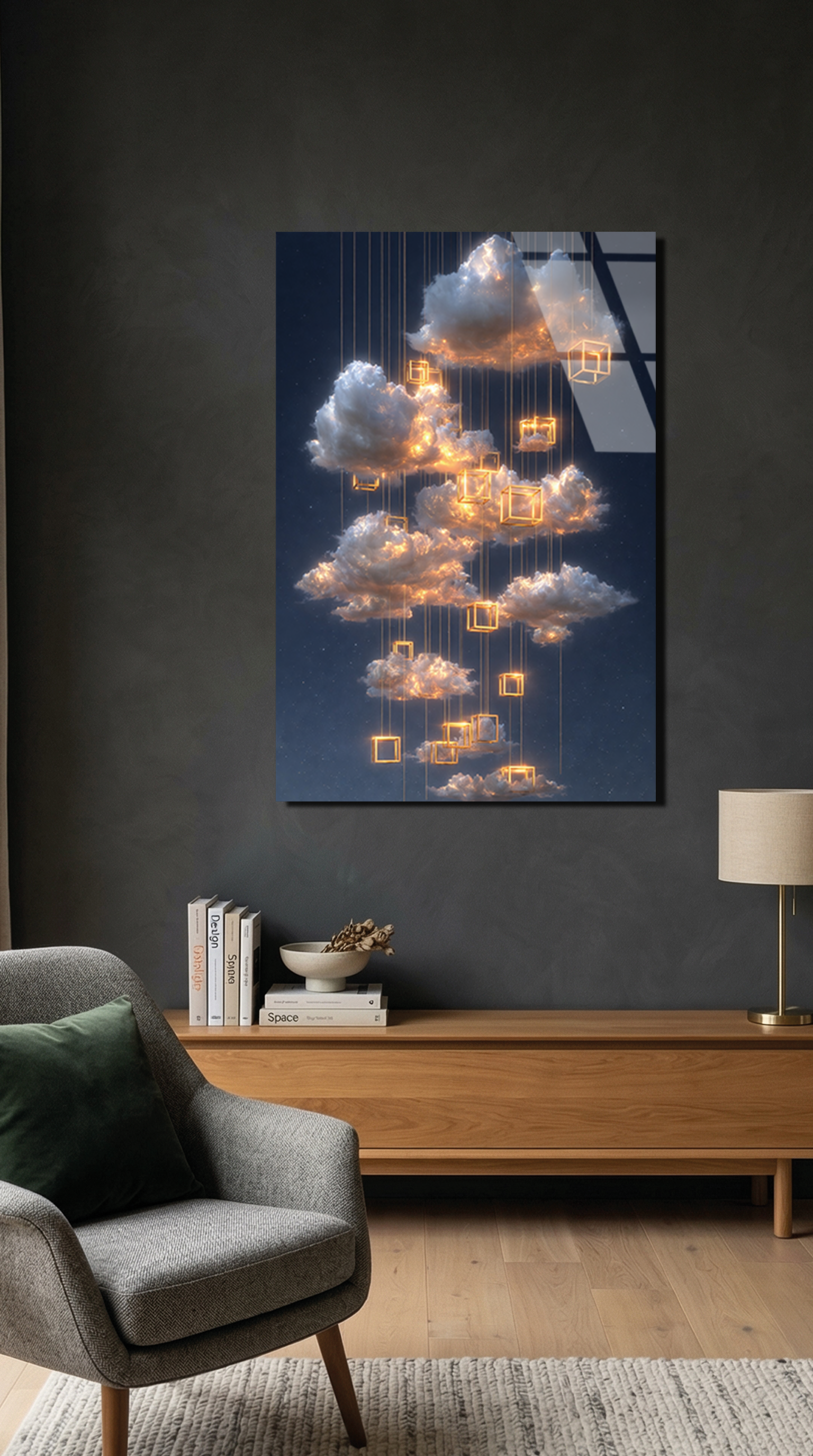 Gökyüzü Geometrisi Cam Tablo | Vitraum