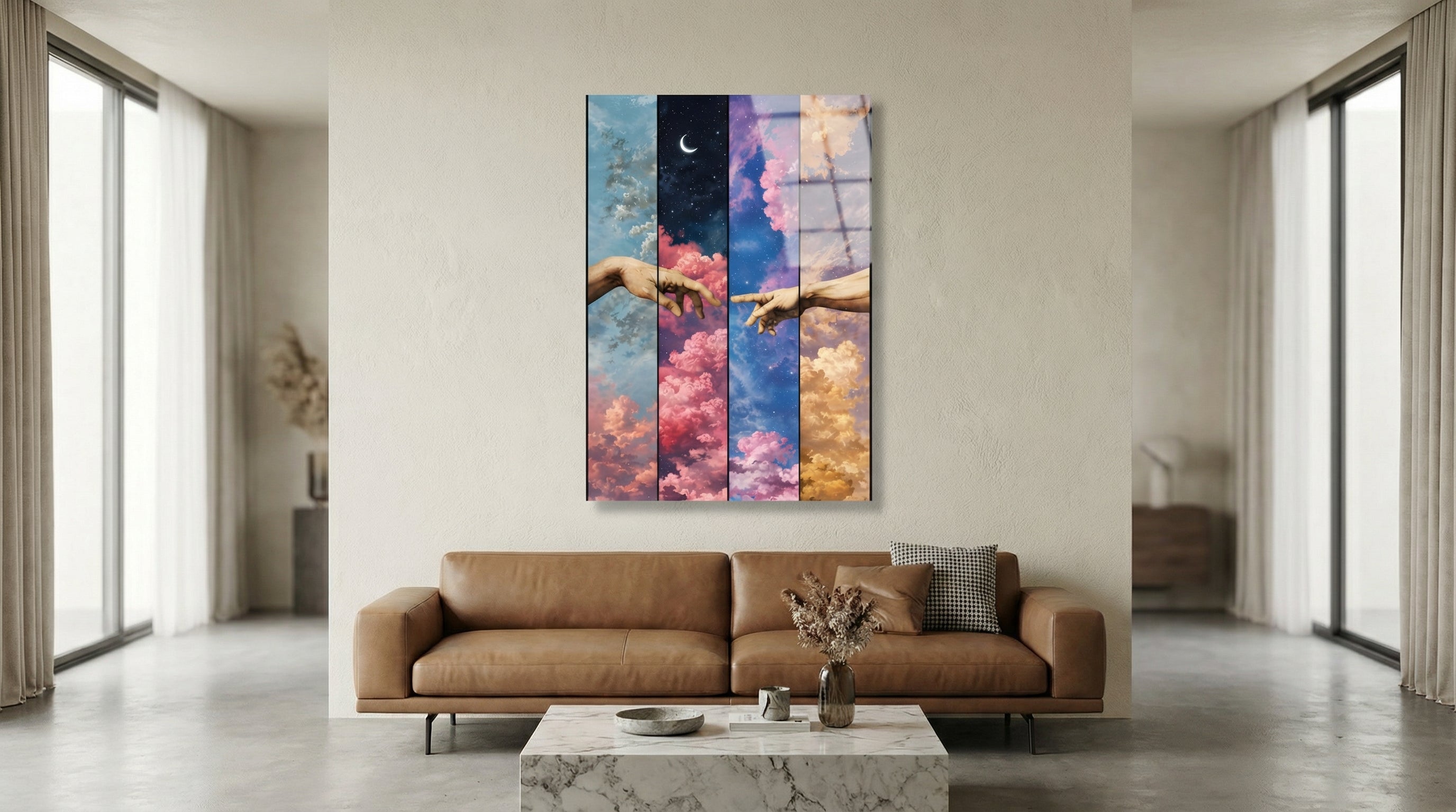 Adem'in Yaratılışı Modern Cam Tablo 3
