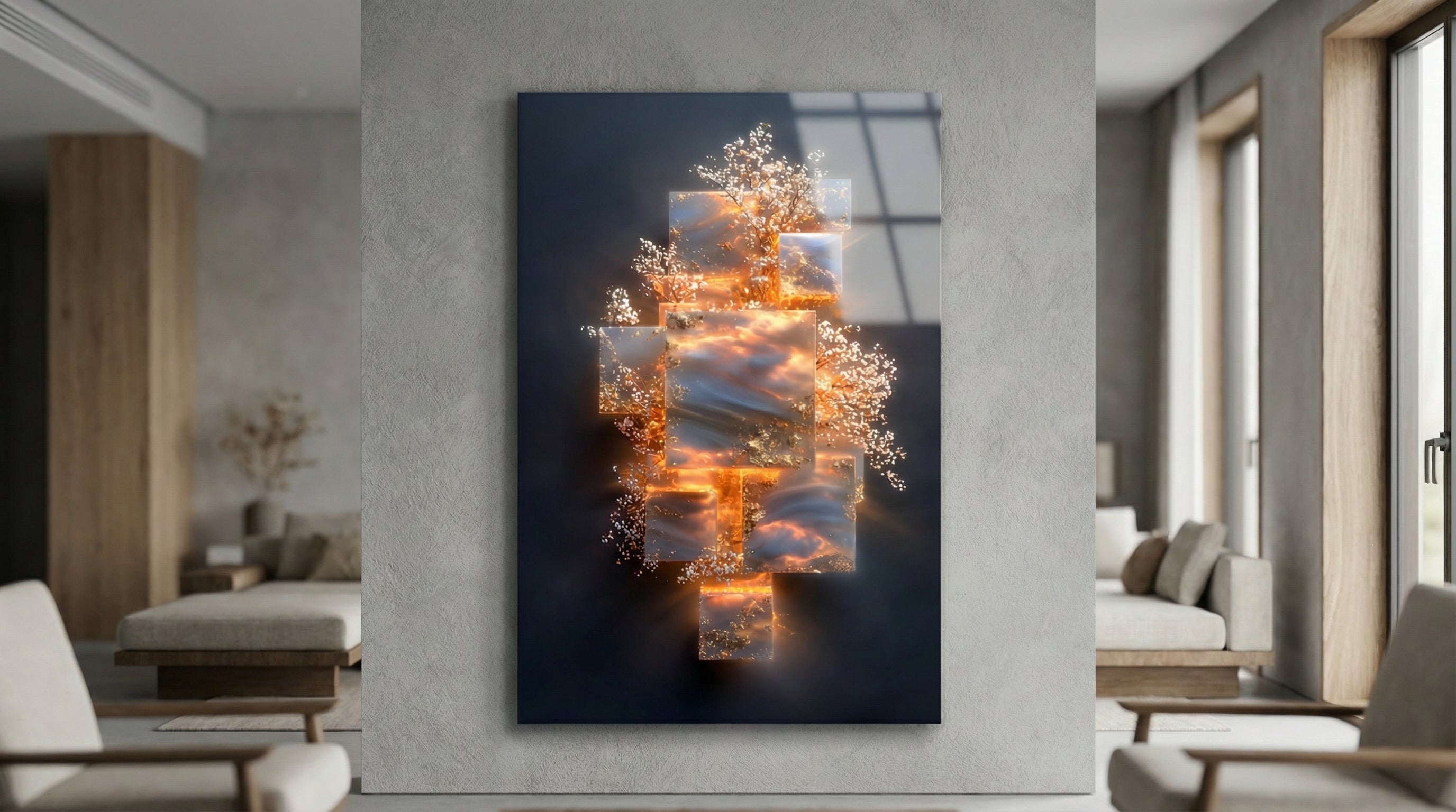 Altın Yansıma Cam Tablo 1