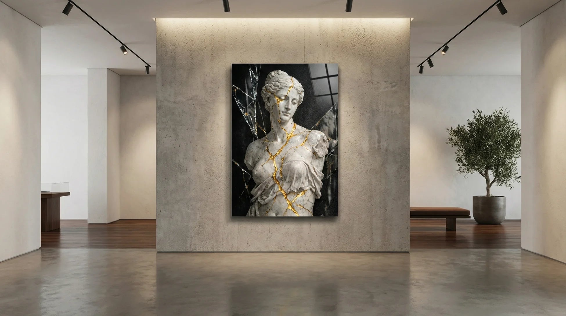 Antik Heykel Cam Tablo 1