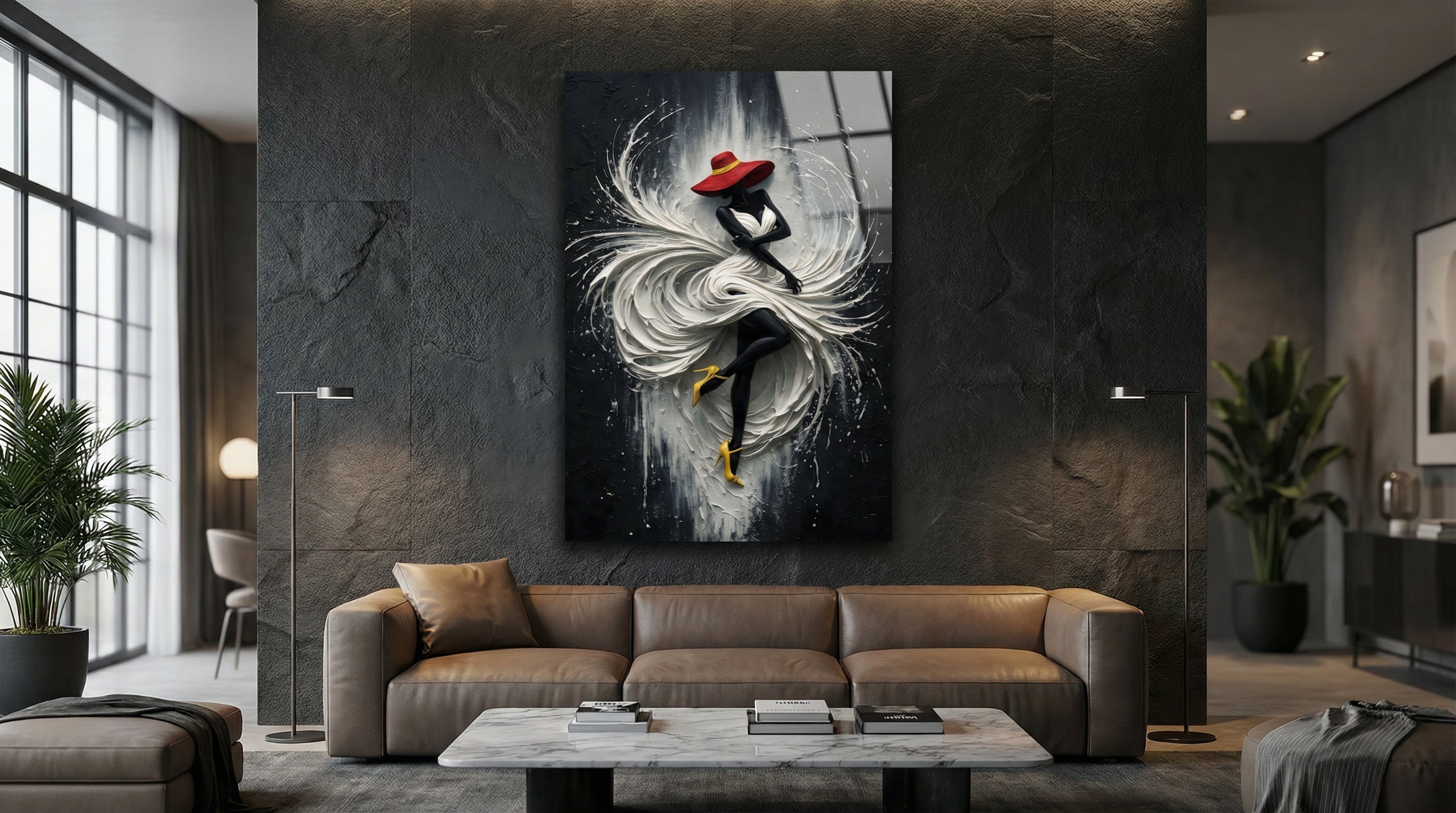 Beyaz Rapsodi Cam Tablo 2