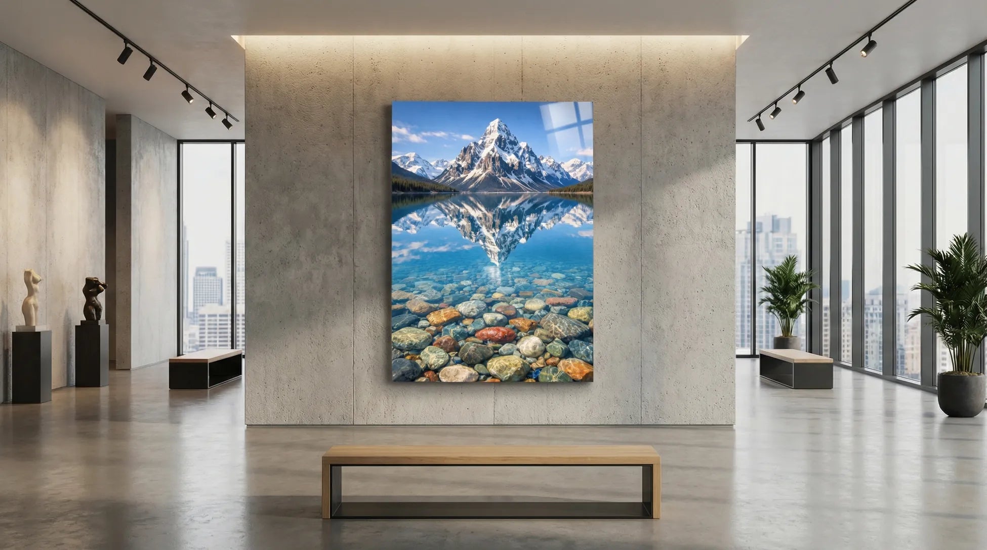 Dağlar ve Göl Temalı Cam Tablo 1