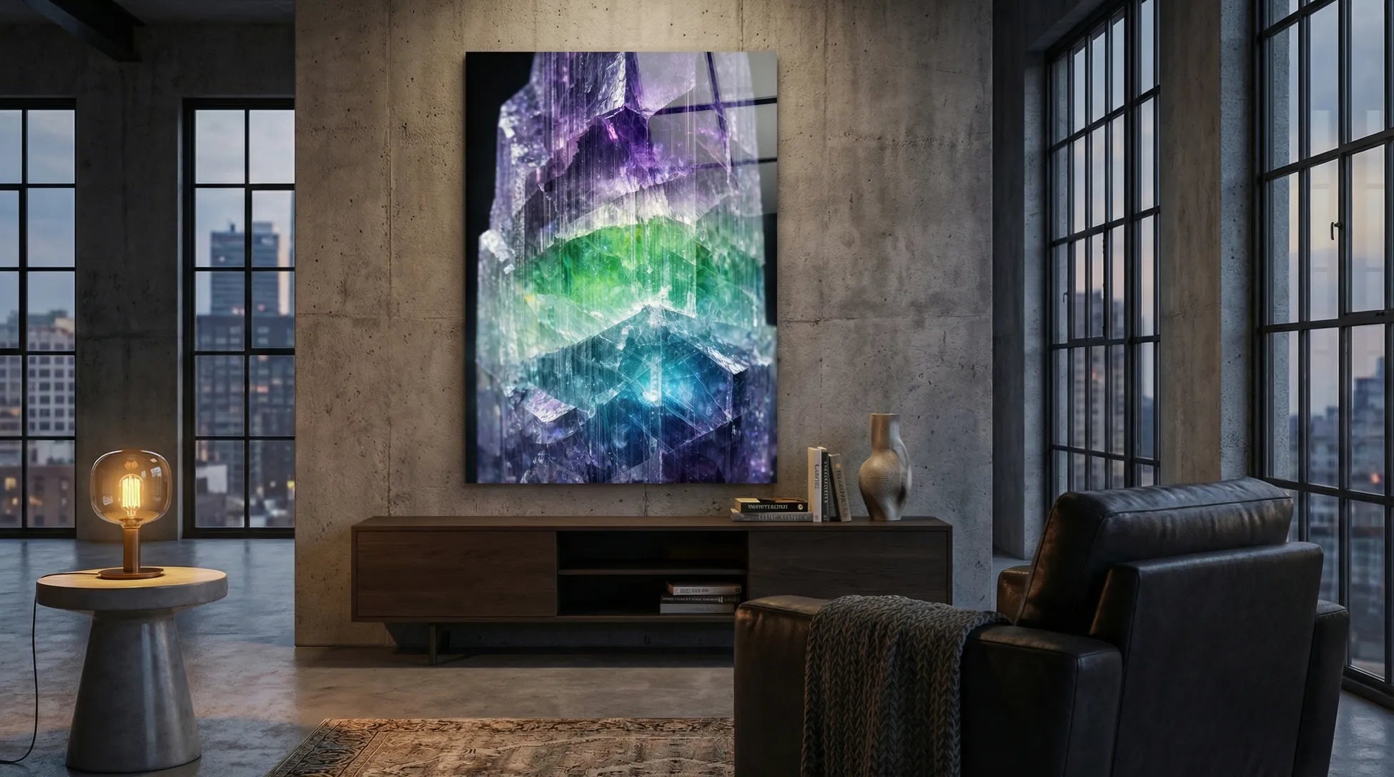 Gökkuşağı Florit Kristali Cam Tablo 1