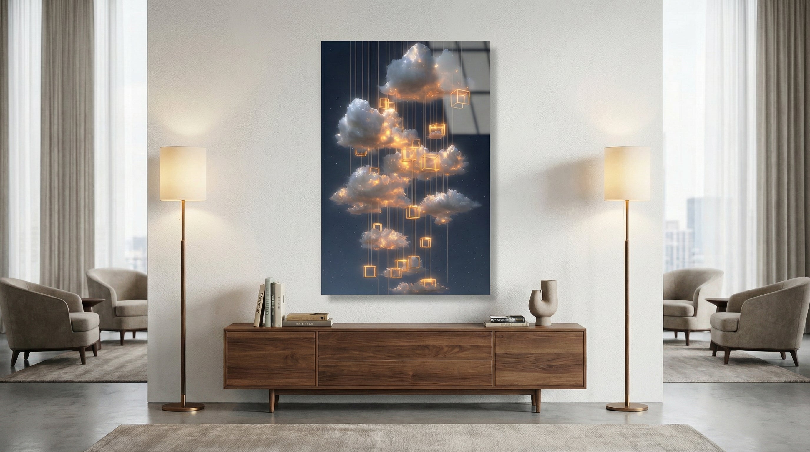 Gökyüzü Geometrisi Cam Tablo 1