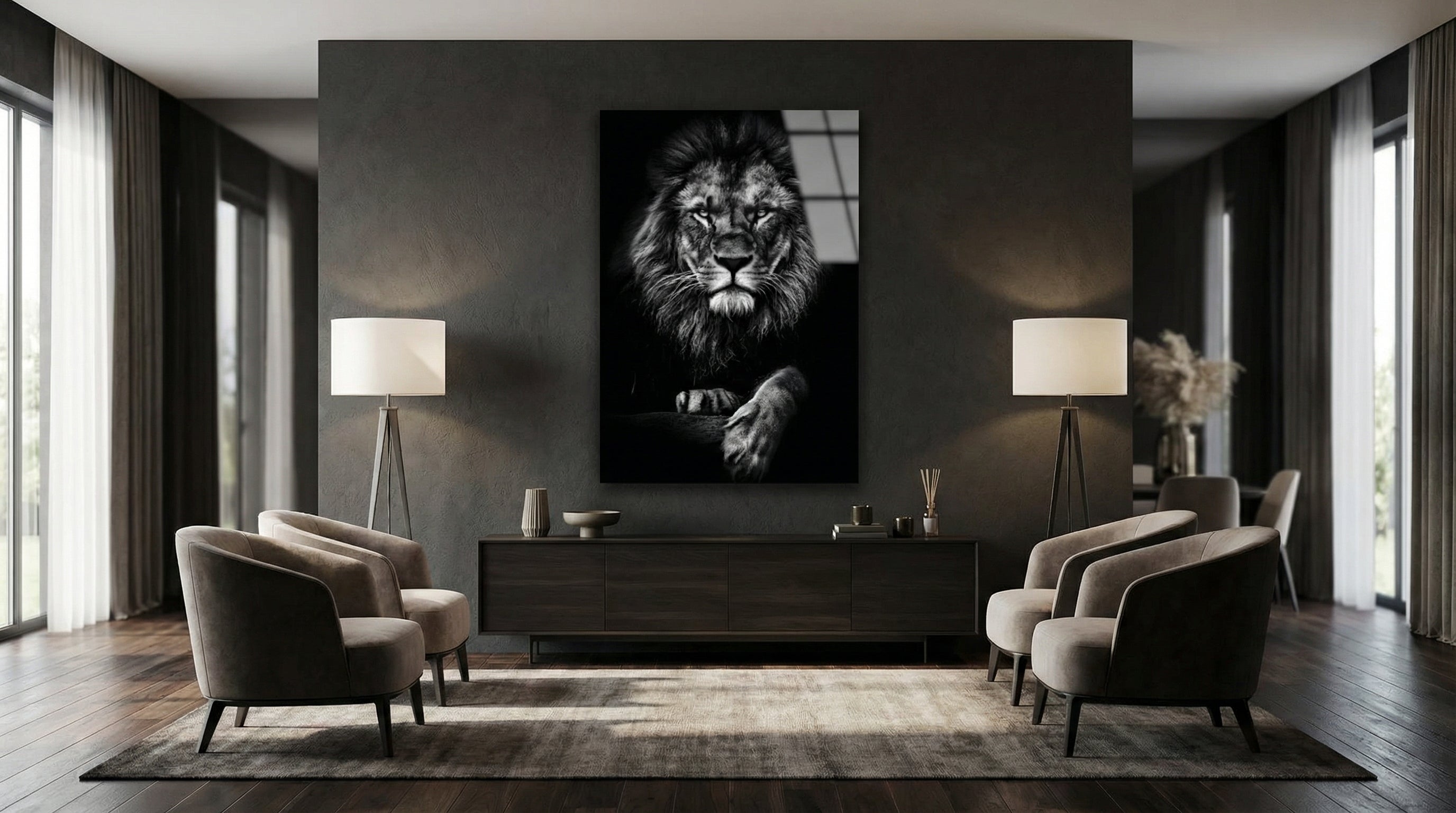 Gölgenin Kralı Aslan Cam Tablo 2