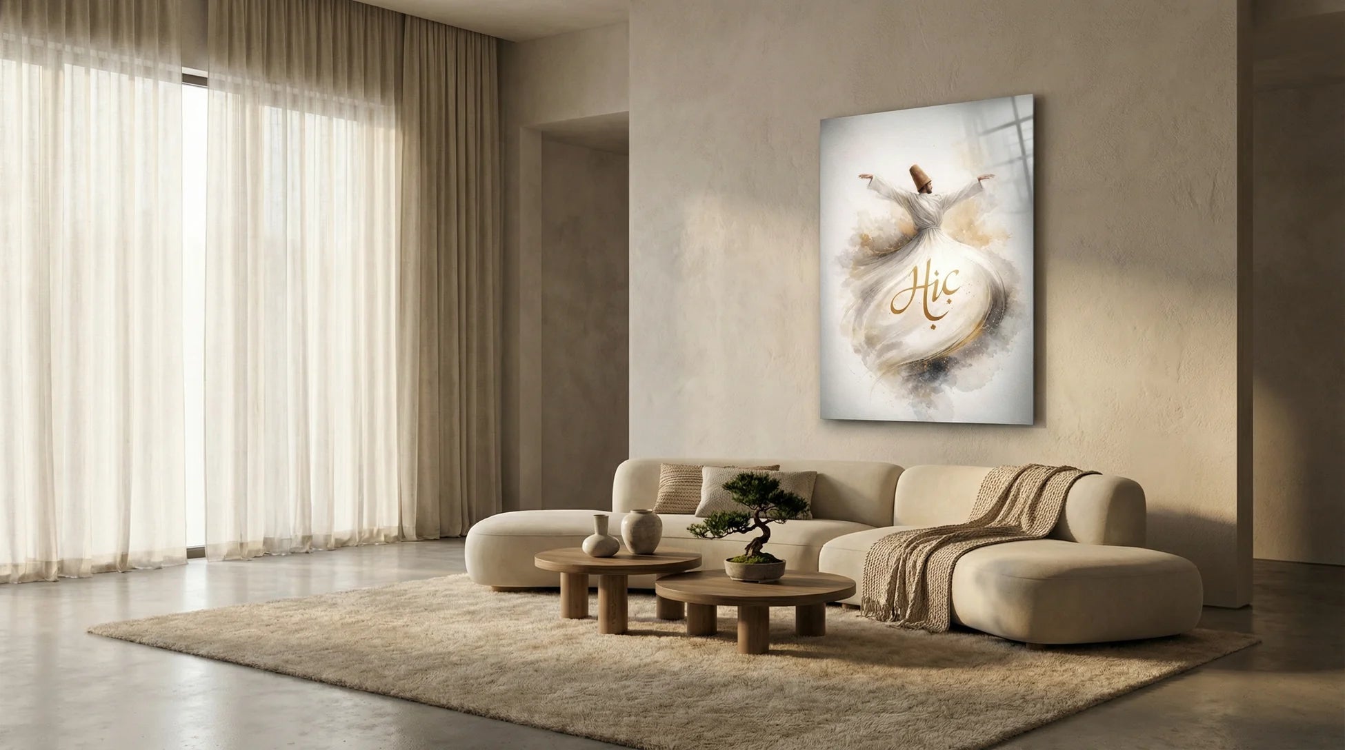 'Hiç' Yazılı Mevlana Cam Tablo 1