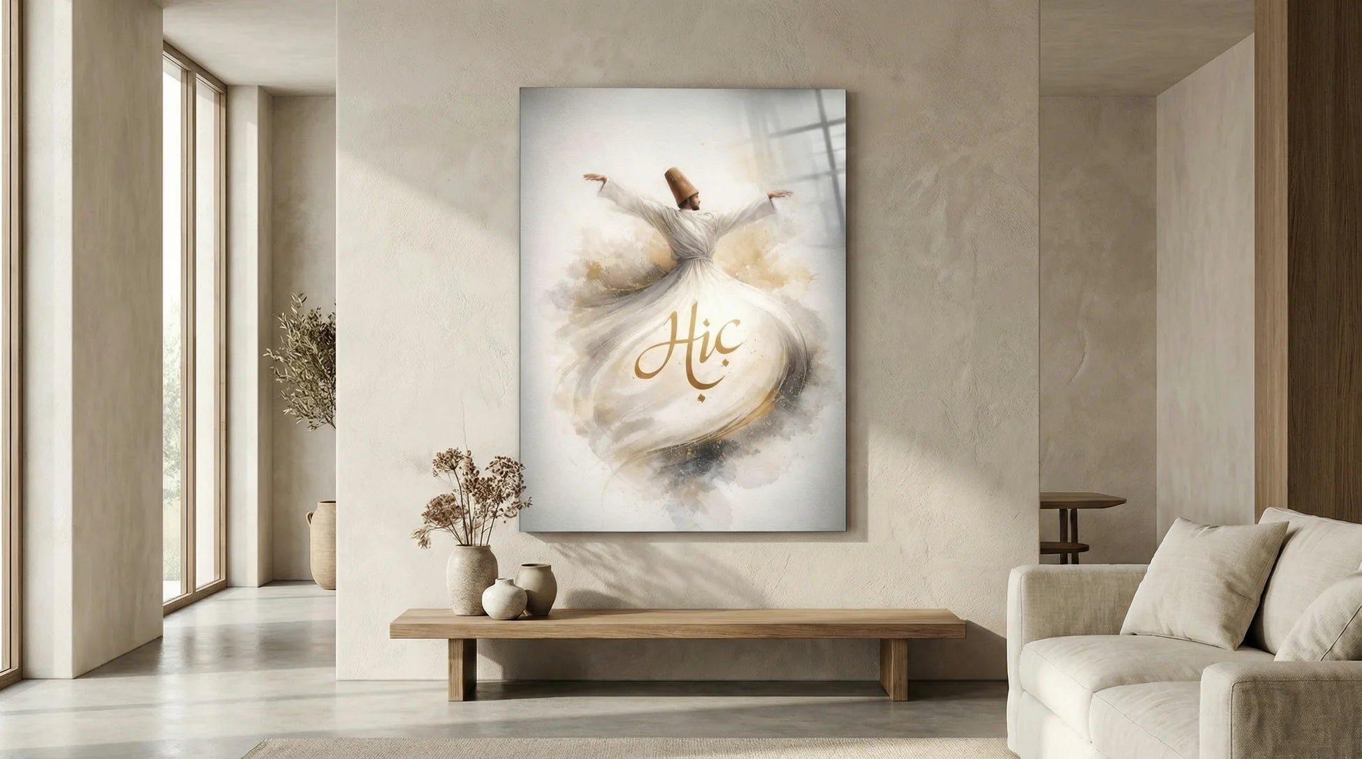 'Hiç' Yazılı Mevlana Cam Tablo 4