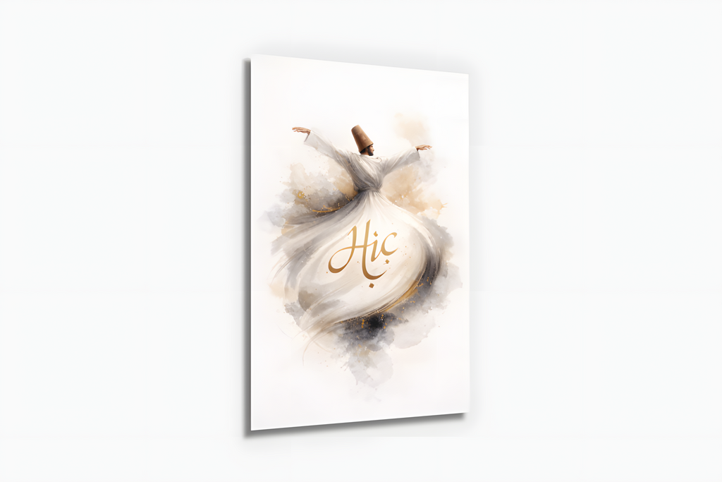 'Hiç' Yazılı Mevlana Cam Tablo 2