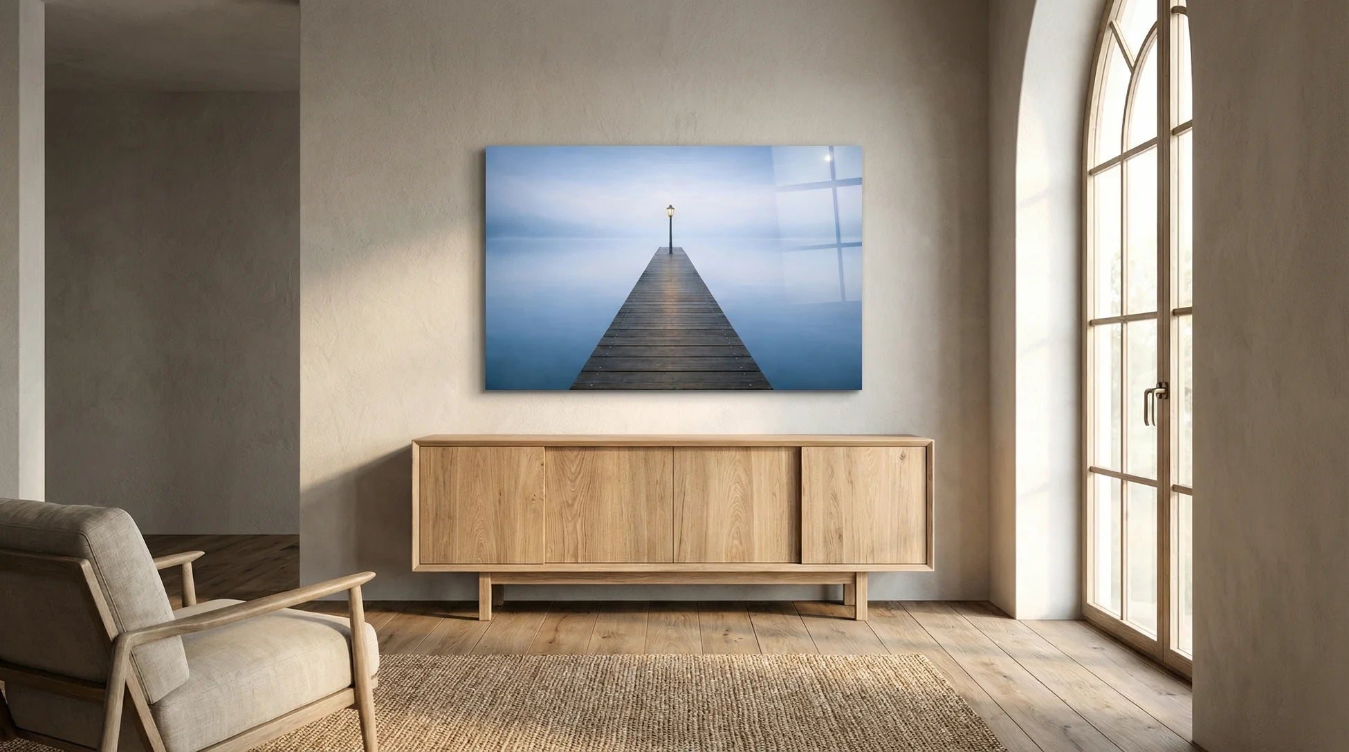 İskele ve Deniz Temalı Cam Tablo 1