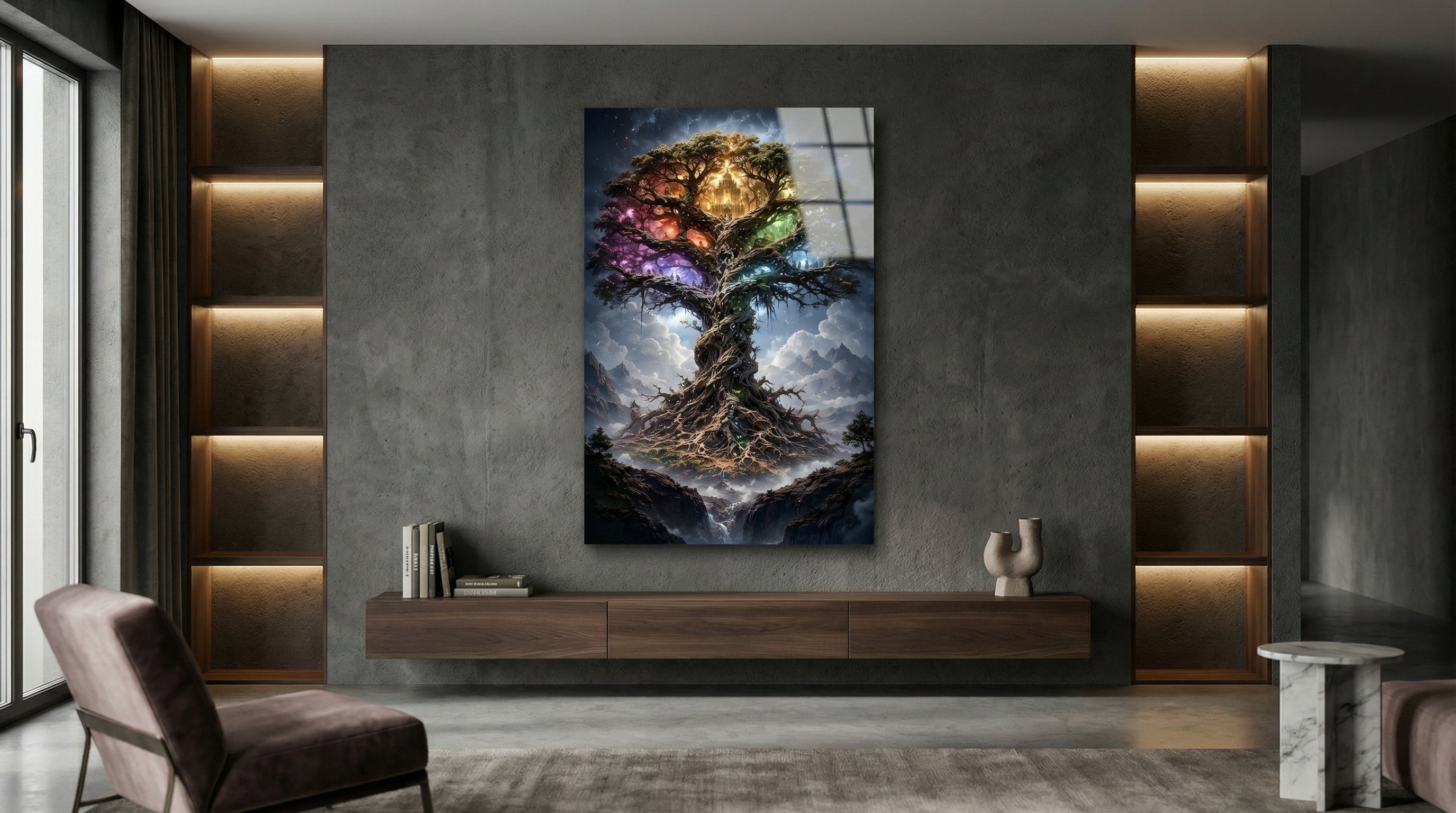 Kâinat Ağacı Cam Tablo