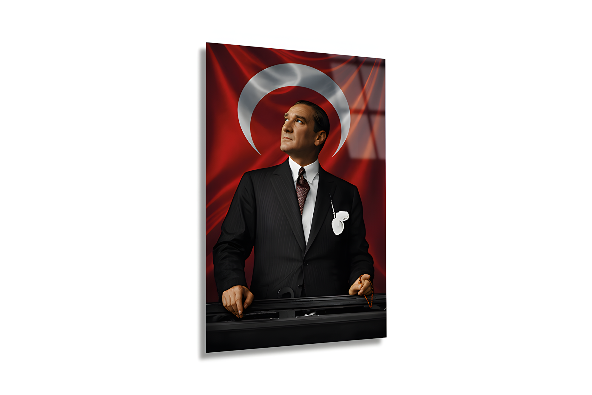 Kemal Atatürk ve Türk Bayrağı Cam Tablo