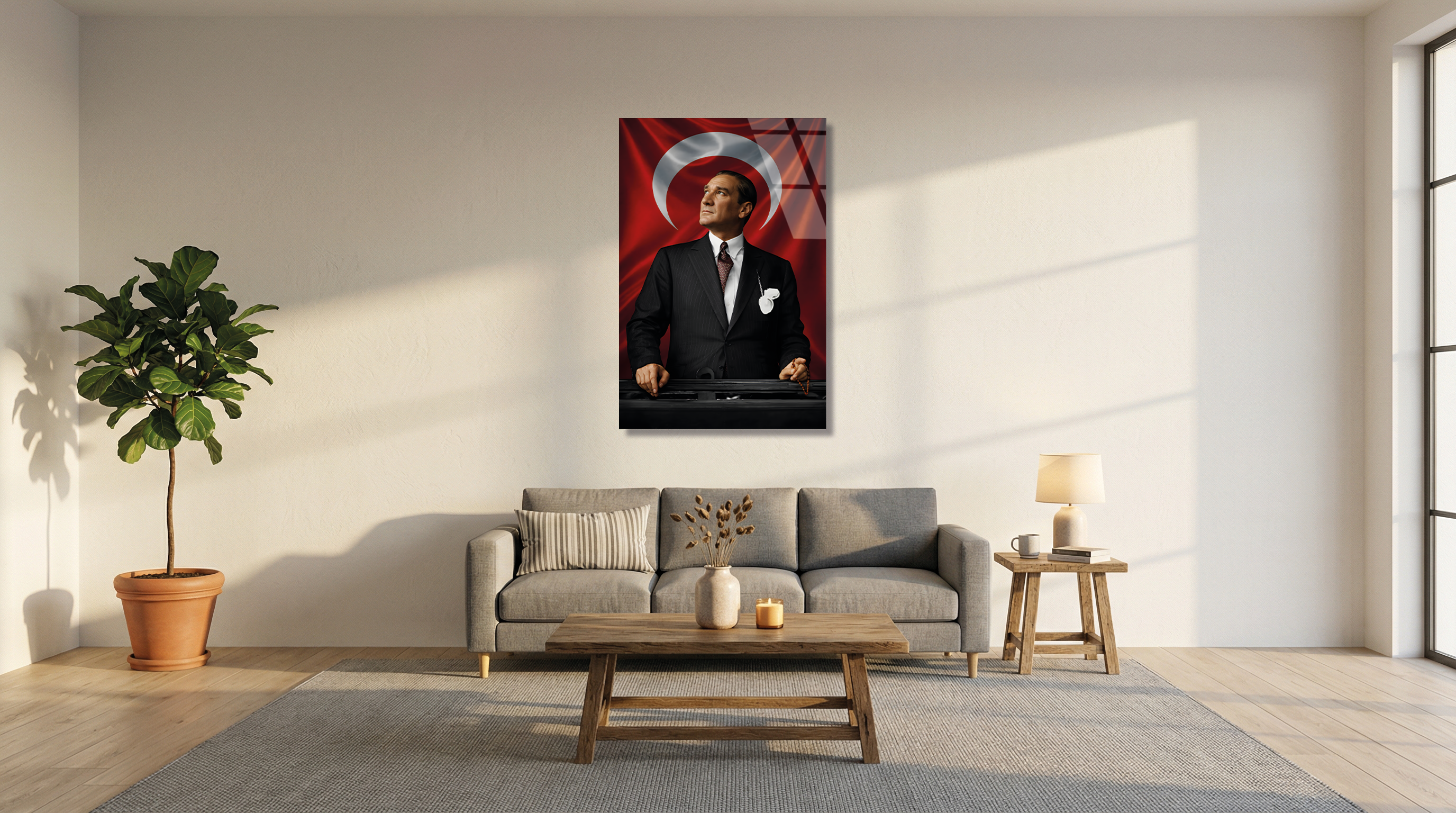 Kemal Atatürk ve Türk Bayrağı Cam Tablo 2