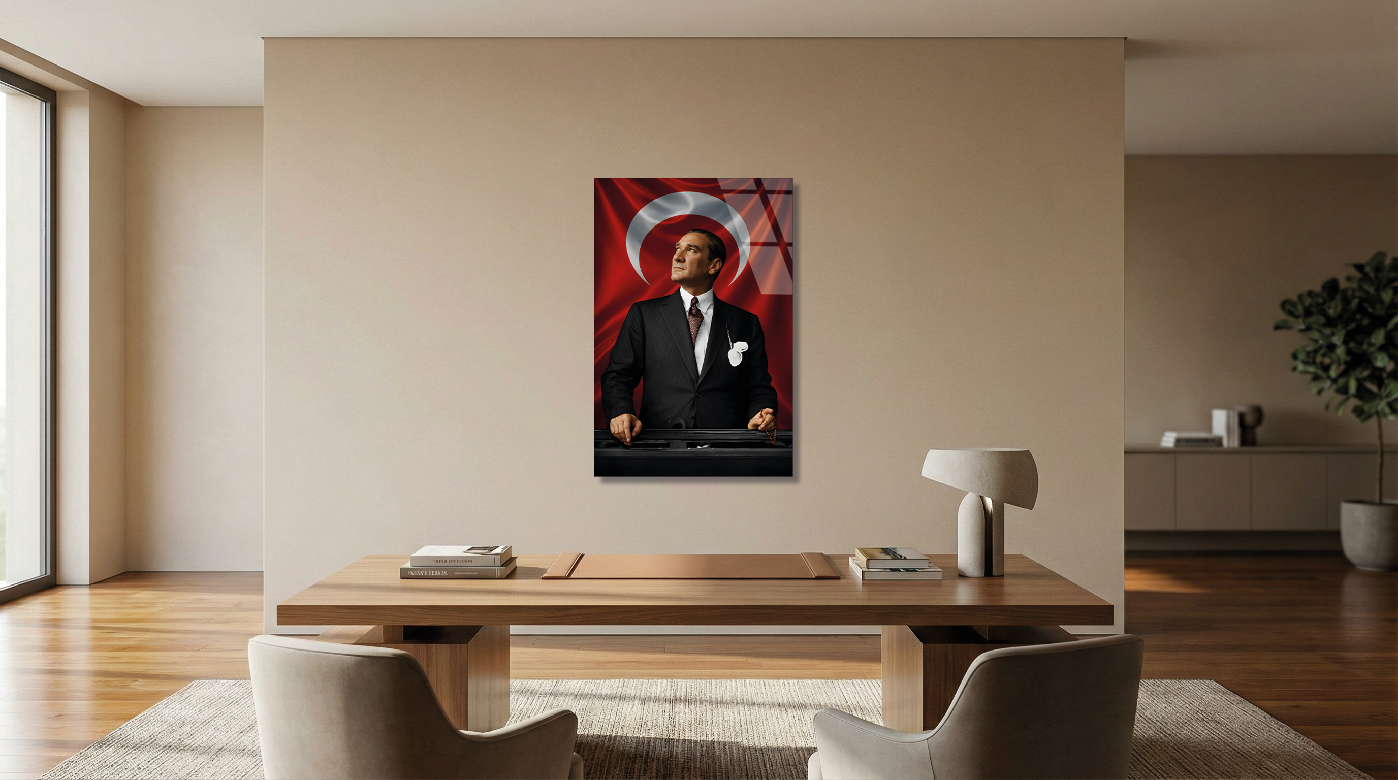 Kemal Atatürk ve Türk Bayrağı Cam Tablo 3