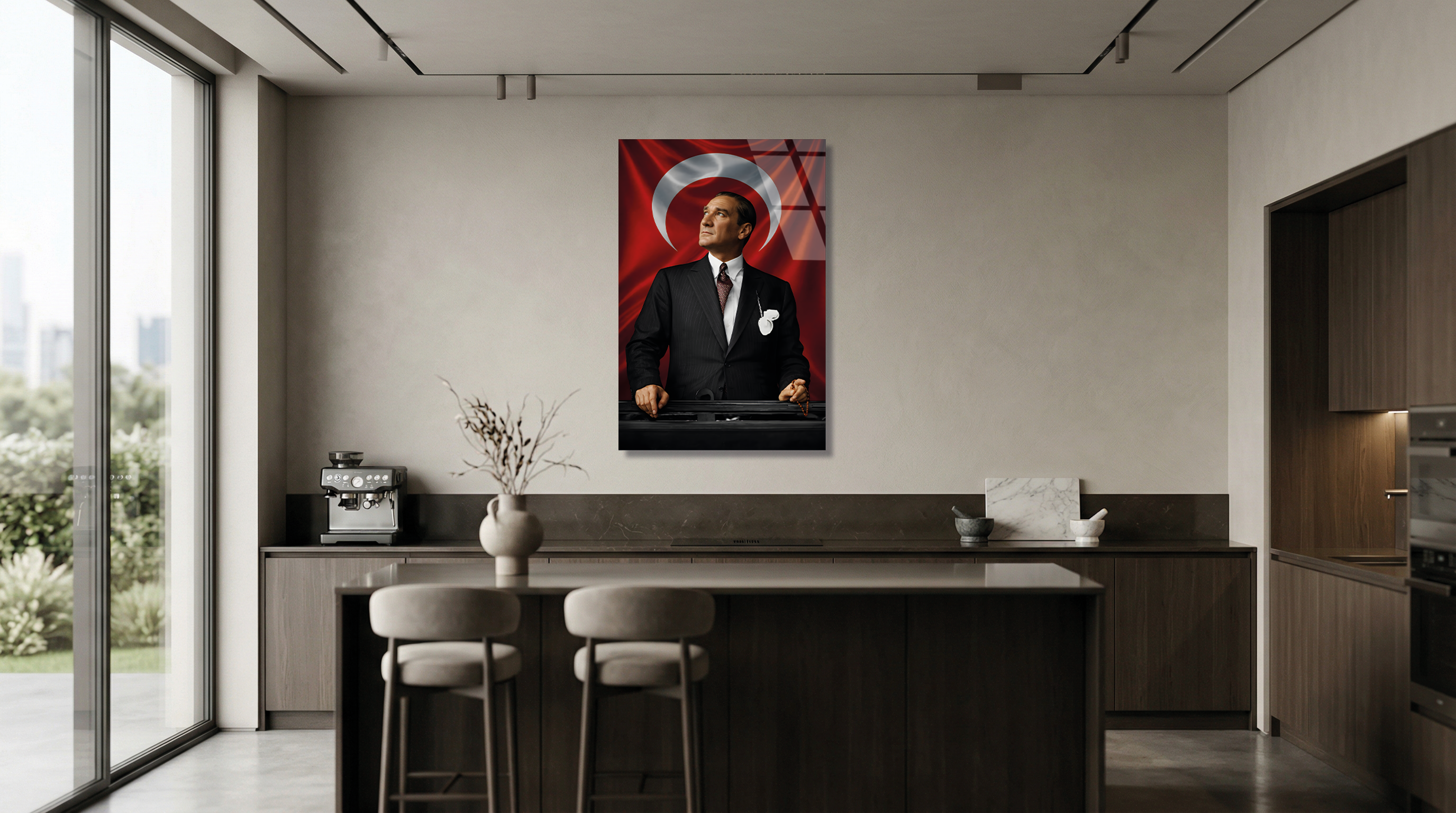 Kemal Atatürk ve Türk Bayrağı Cam Tablo 4