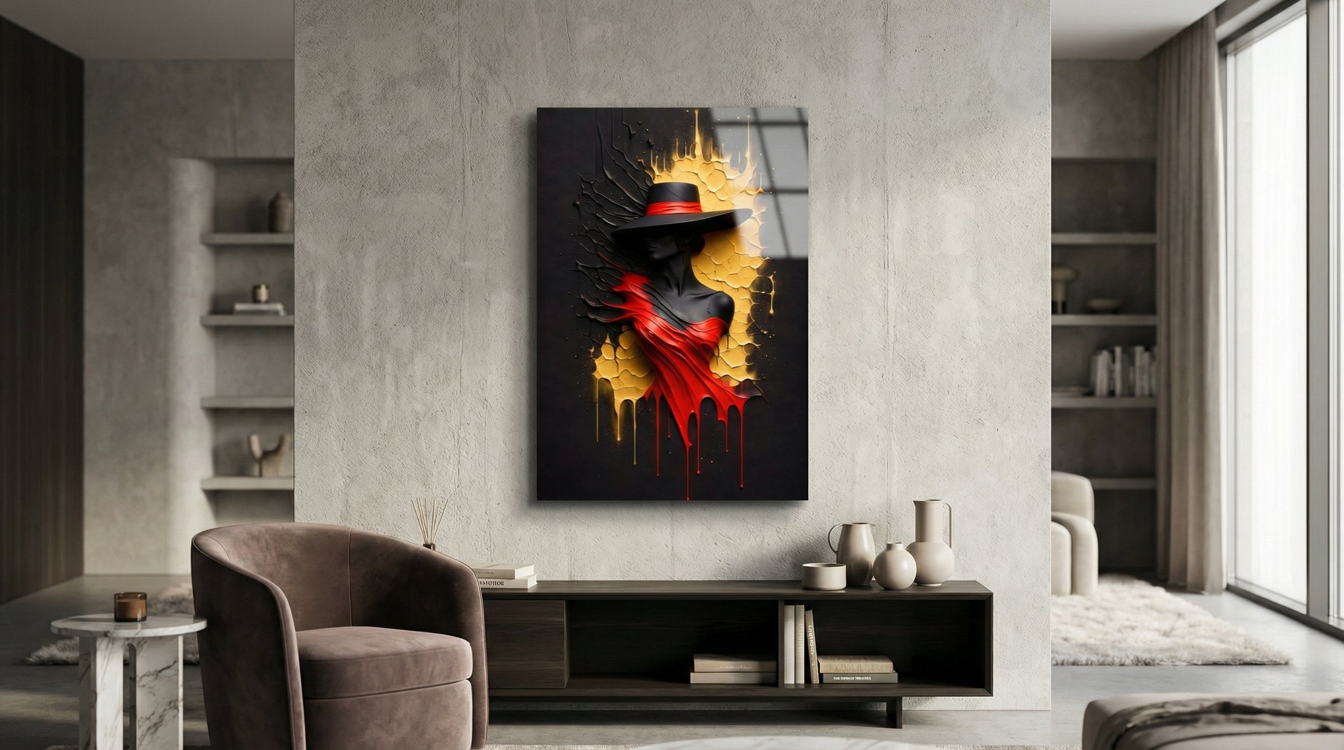 Kırmızı Tutku Cam Tablo 3