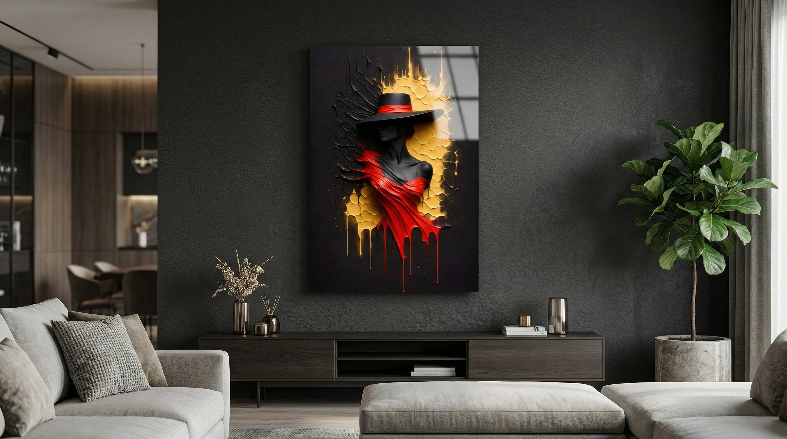 Kırmızı Tutku Cam Tablo 2