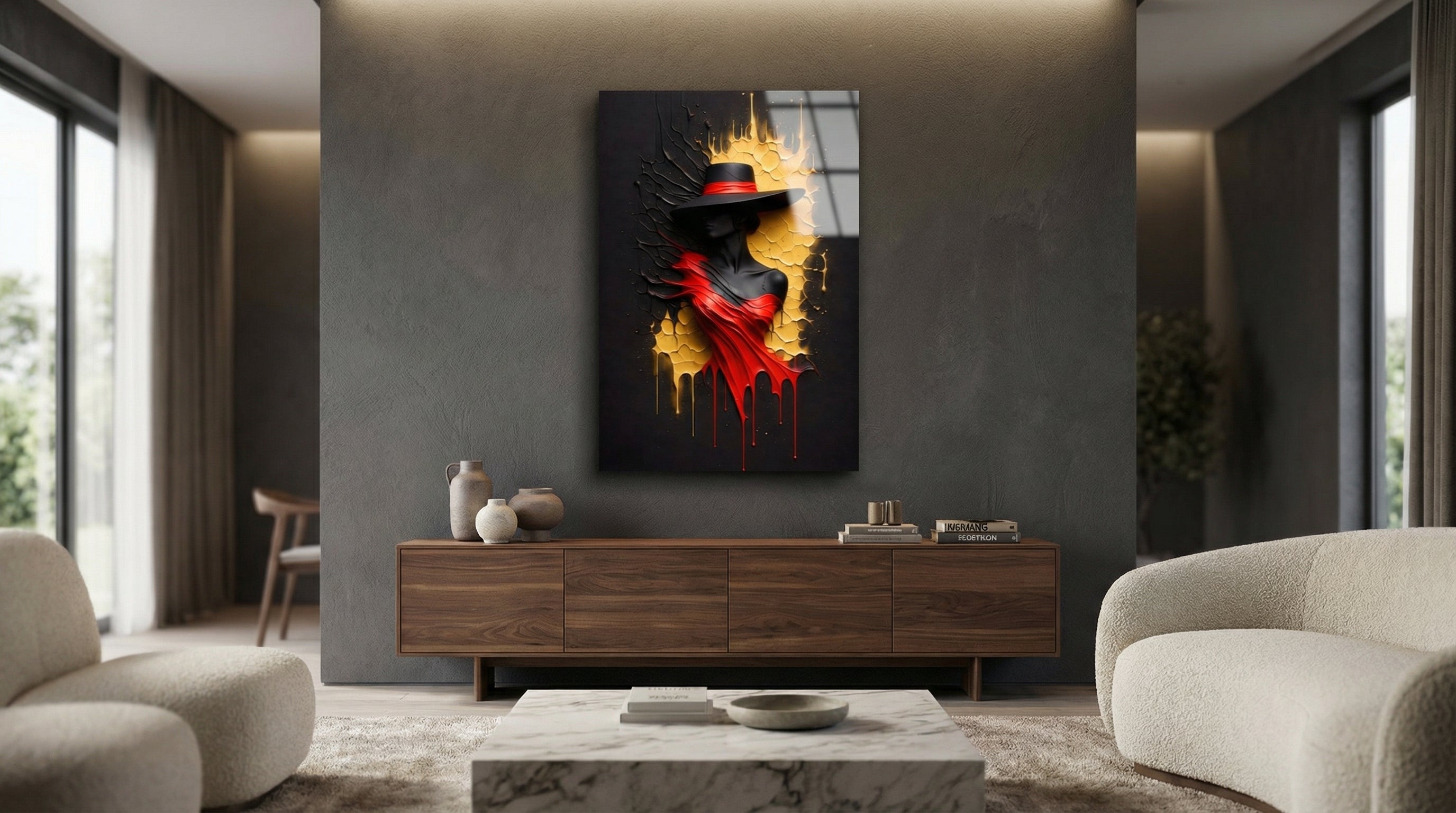 Kırmızı Tutku Cam Tablo 4