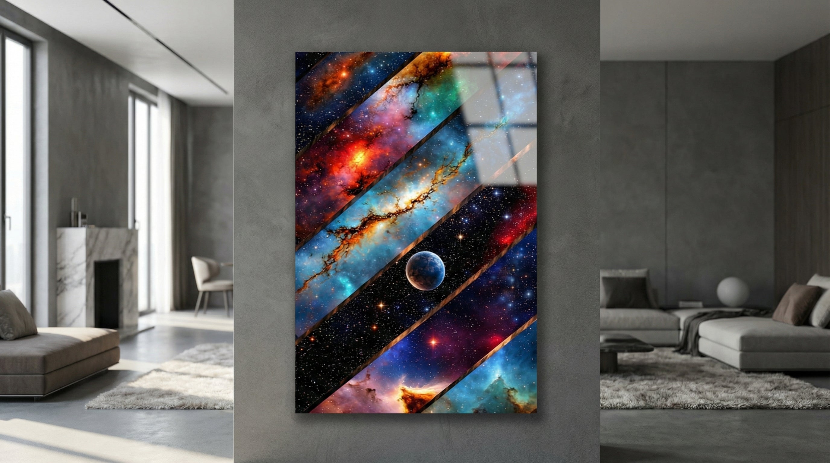 Kozmik Evren Tasarımlı Cam Tablo