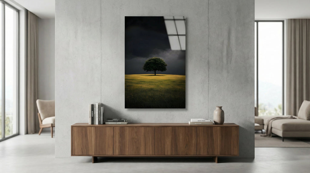 Minimalist Tek Ağaç Cam Tablo 3