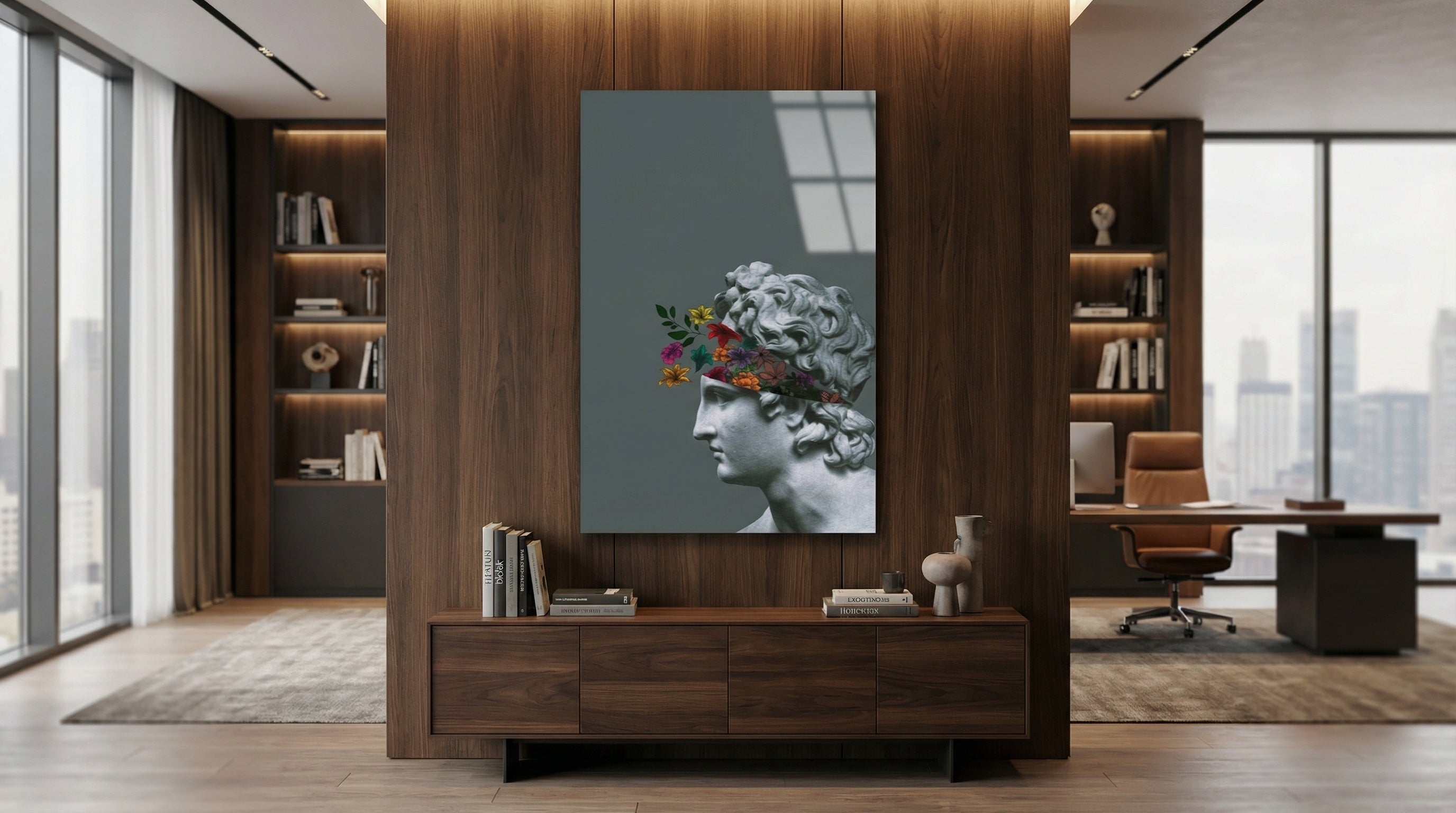 Modern Sanat Antik Heykel Cam Tablo