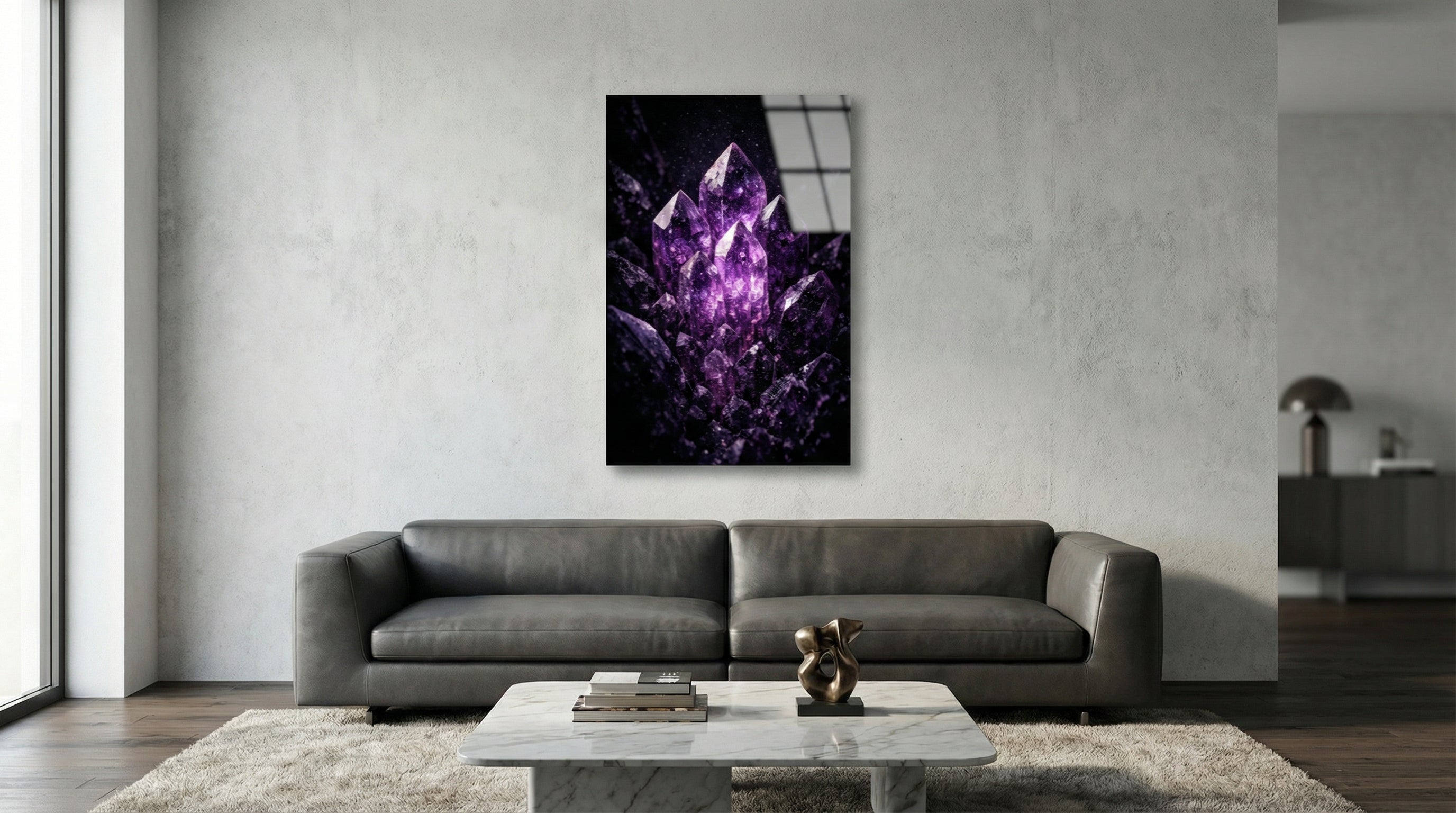 Mor Ametist Kristal Cam Tablo