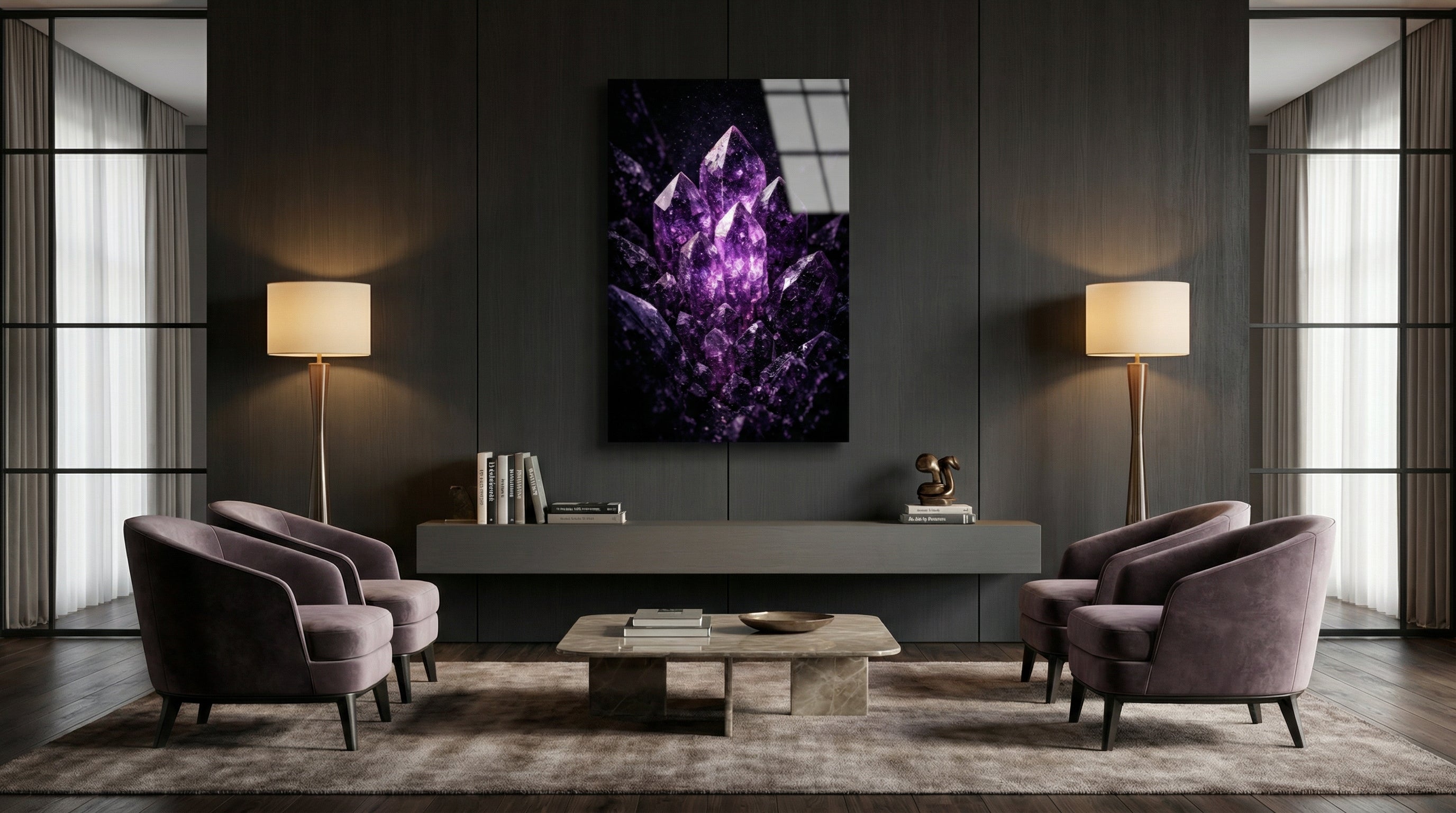 Mor Ametist Kristal Cam Tablo 4