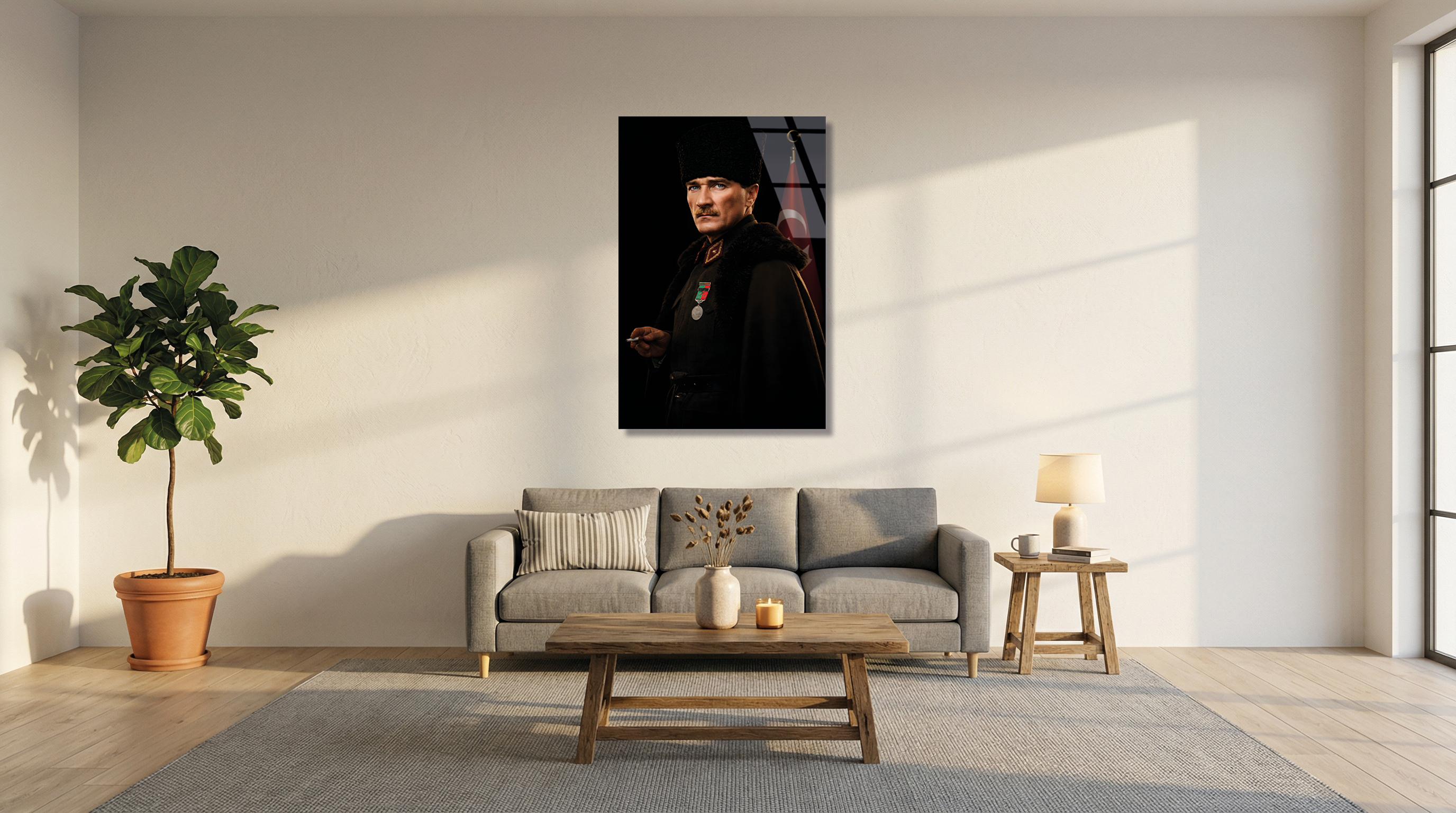 Mustafa Kemal Atatürk Portre Cam Tablo 2