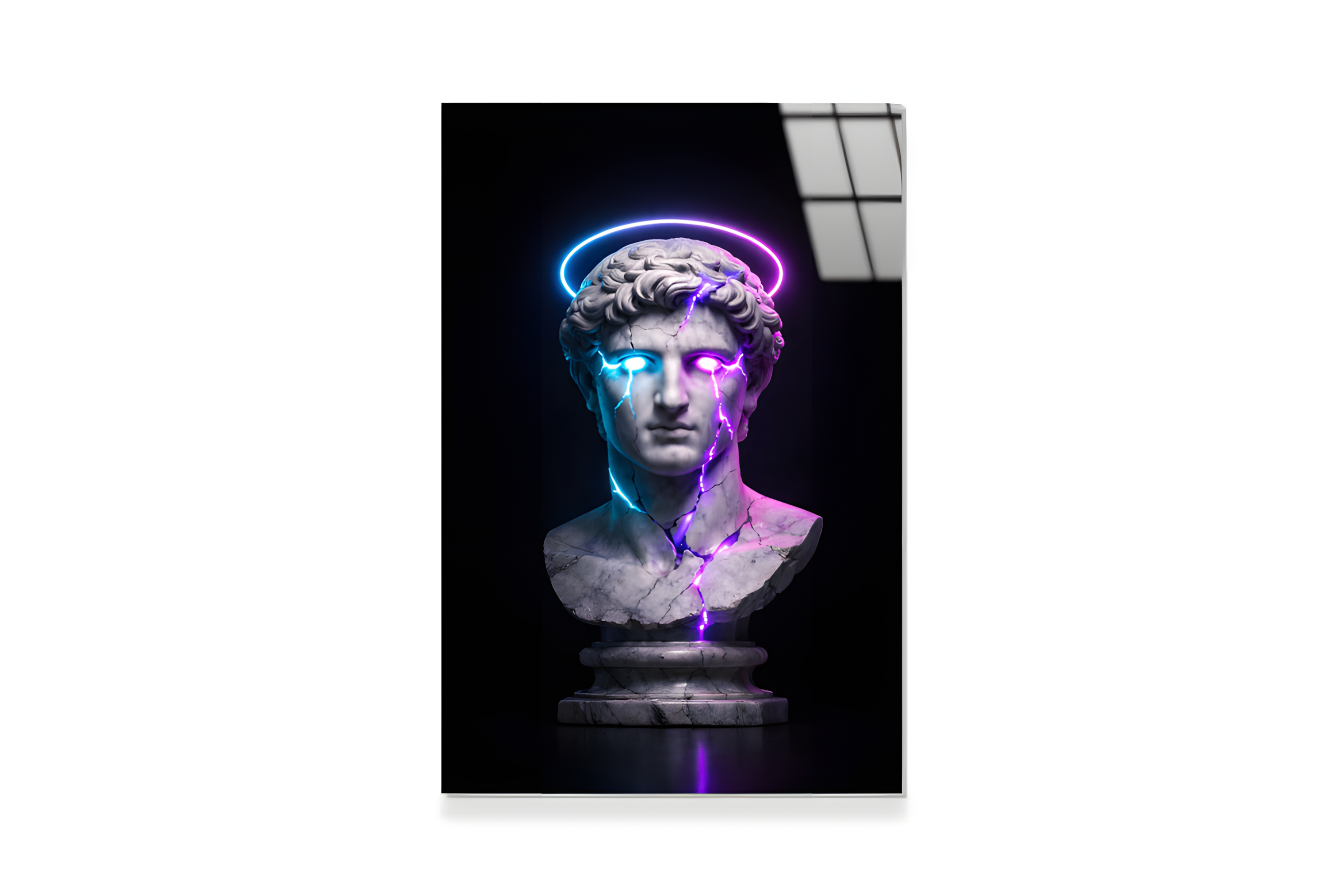 Neonlu Antik Heykel Cam Tablo 3