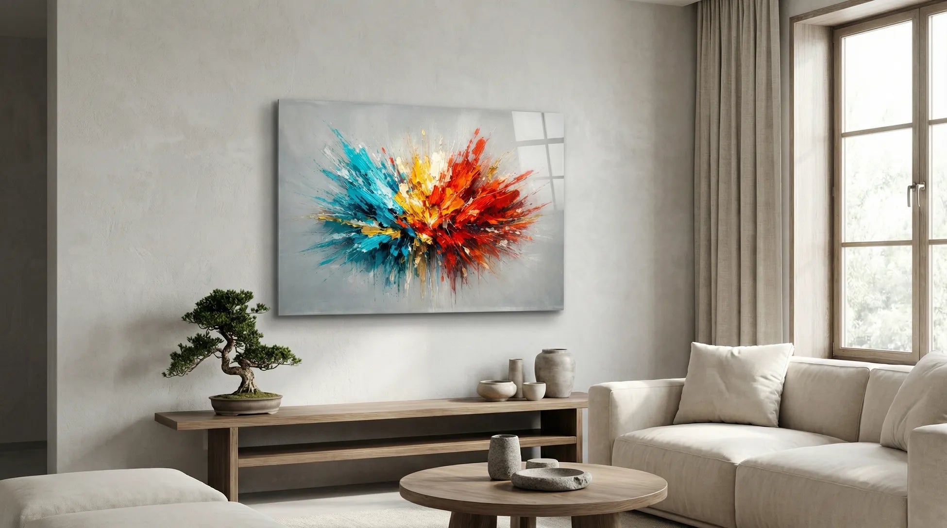 Renkli ve Soyut Doku Cam Tablo 1