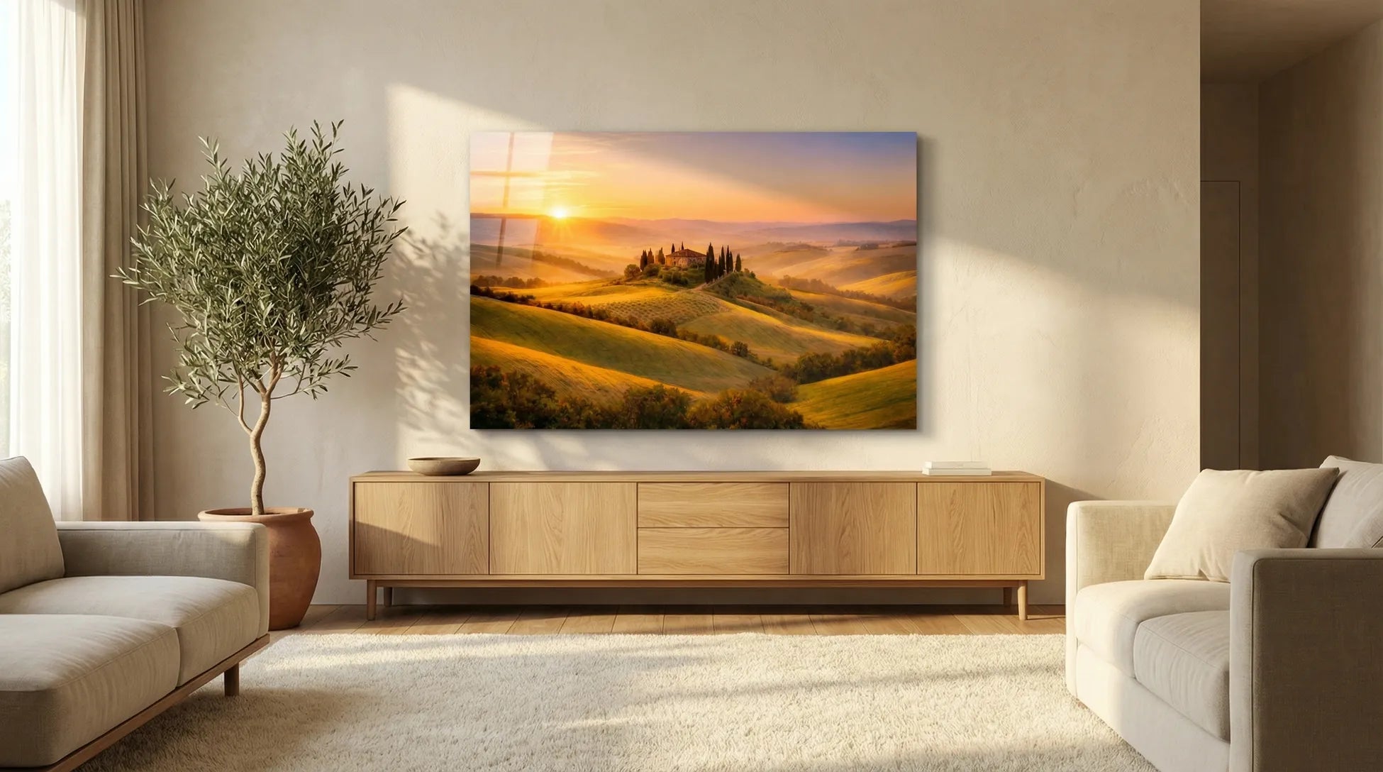 Toskana Manzaralı Cam Tablo 1
