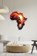 Afrika Haritası Silueti Etnik Kadın Metal Tablo