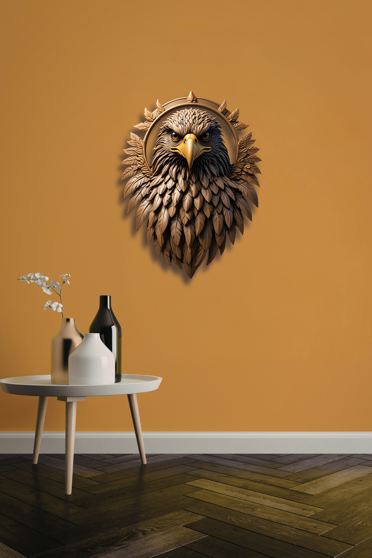 Altın Detaylı Kartal Metal Tablo