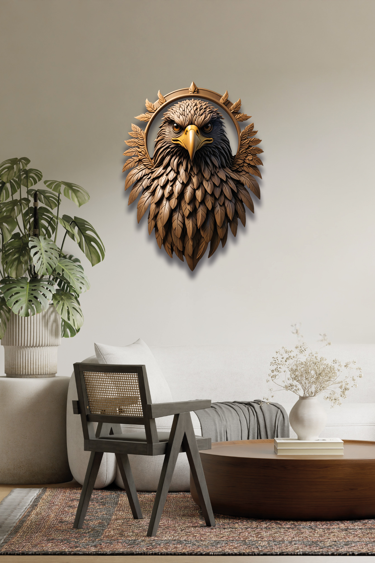 Altın Detaylı Kartal Metal Tablo
