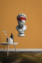Antik Yunan Heykel Bust Kirmizi Boya Detayli Metal Tablo