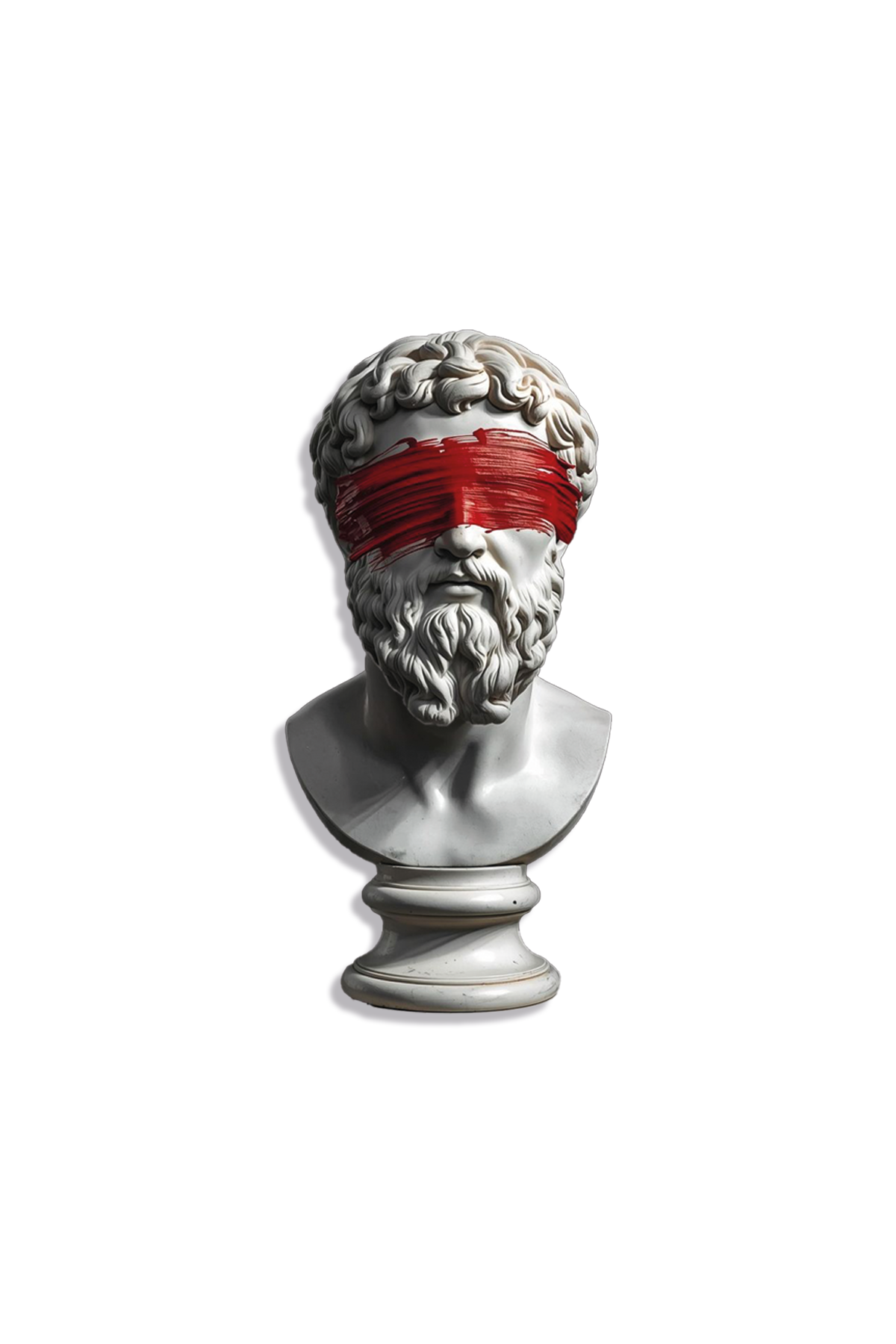 Antik Yunan Heykel Bust Kirmizi Boya Detayli Metal Tablo