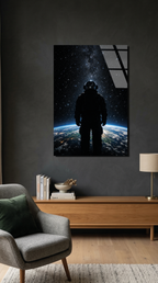 Astronot ve Dünya Yansıması Temalı Cam Tablo | Vitraum